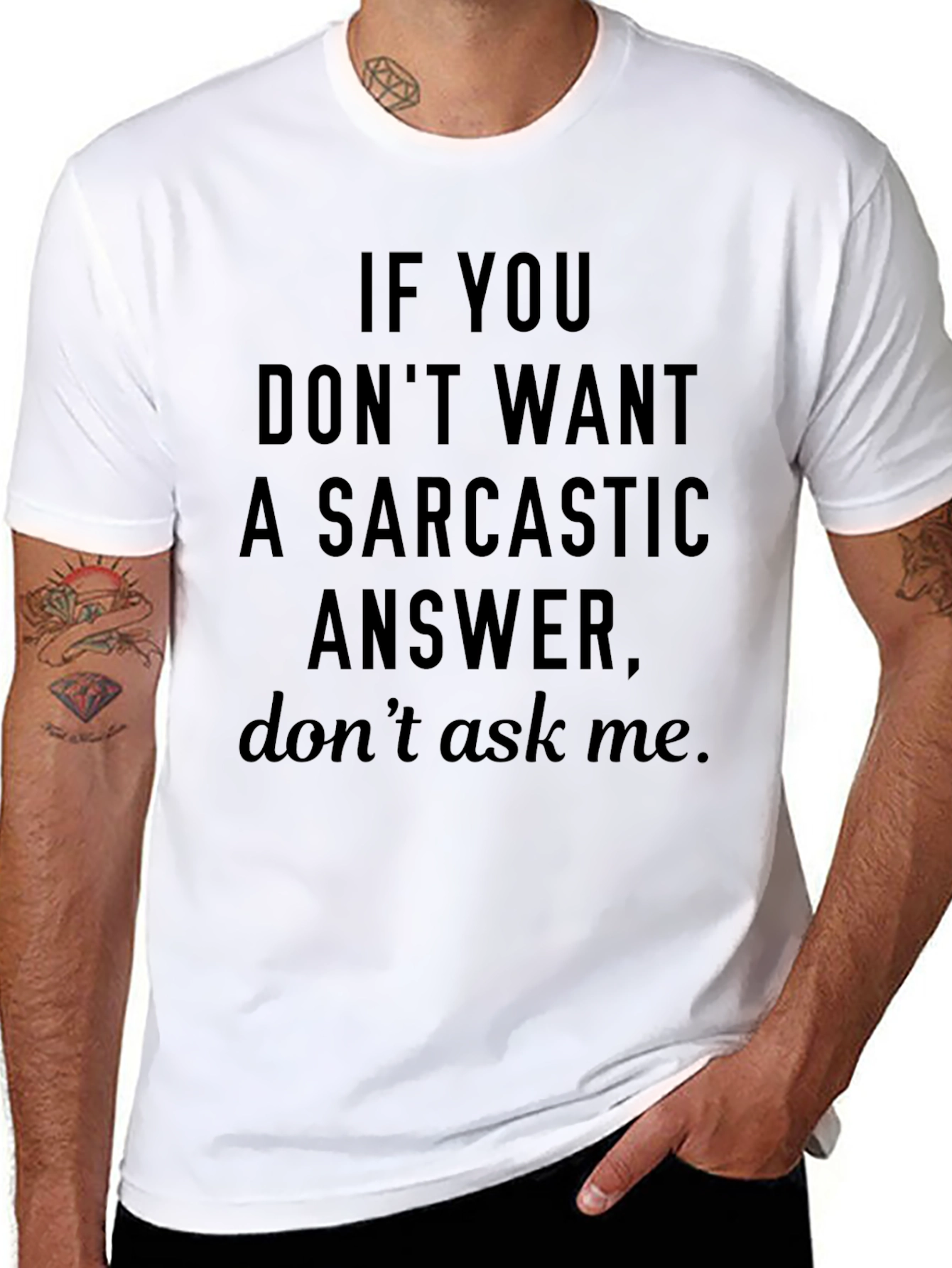 Black Sarcastic Answer Graphic T-Shirt - Funny Tee view 8
