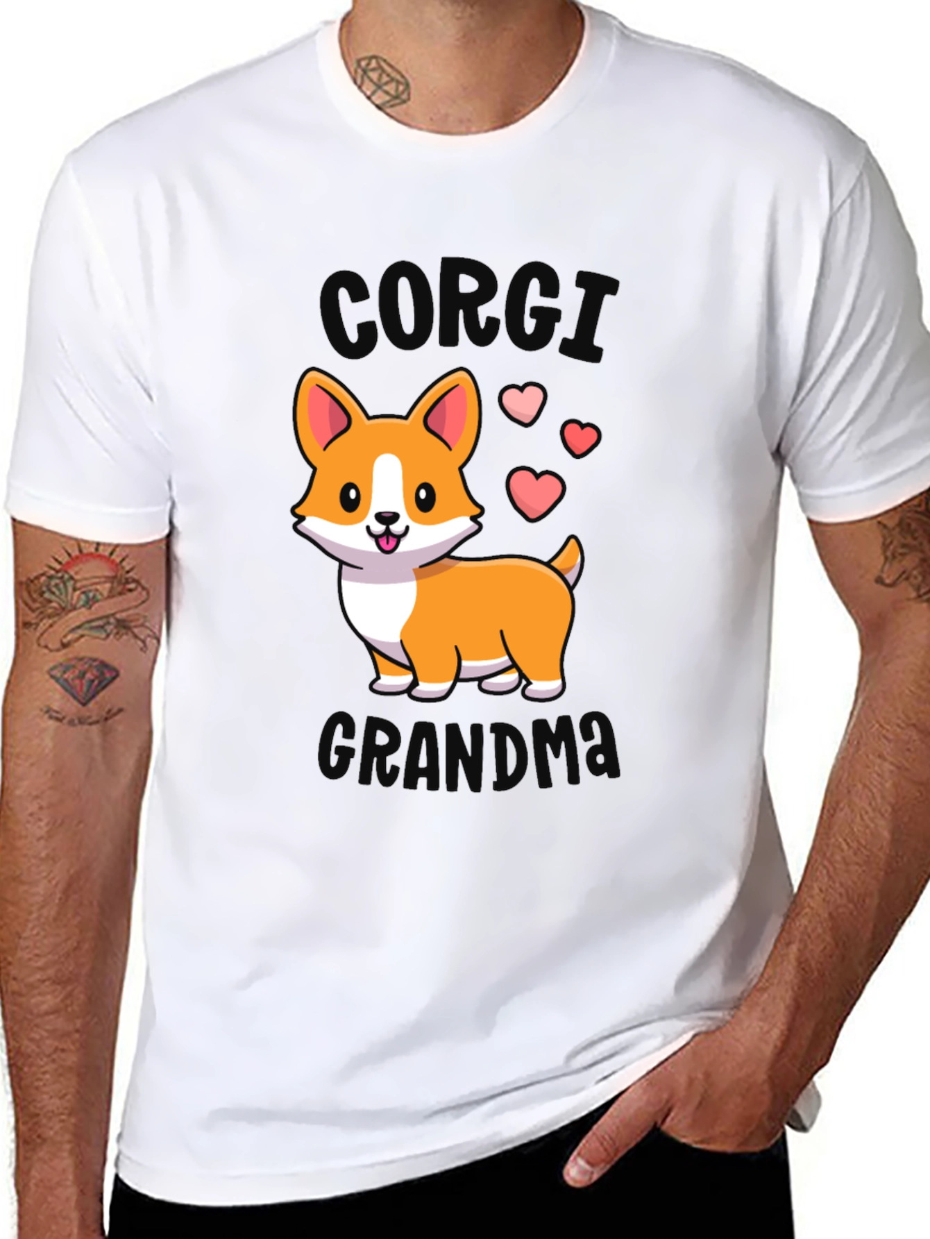 Black Corgi Grandma Black T-Shirt view 8