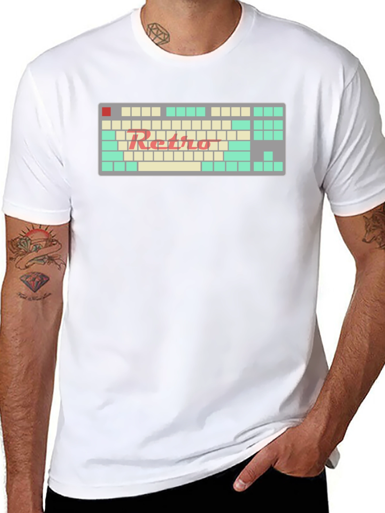 Black Retro Keyboard T-Shirt - Gamer Style view 8