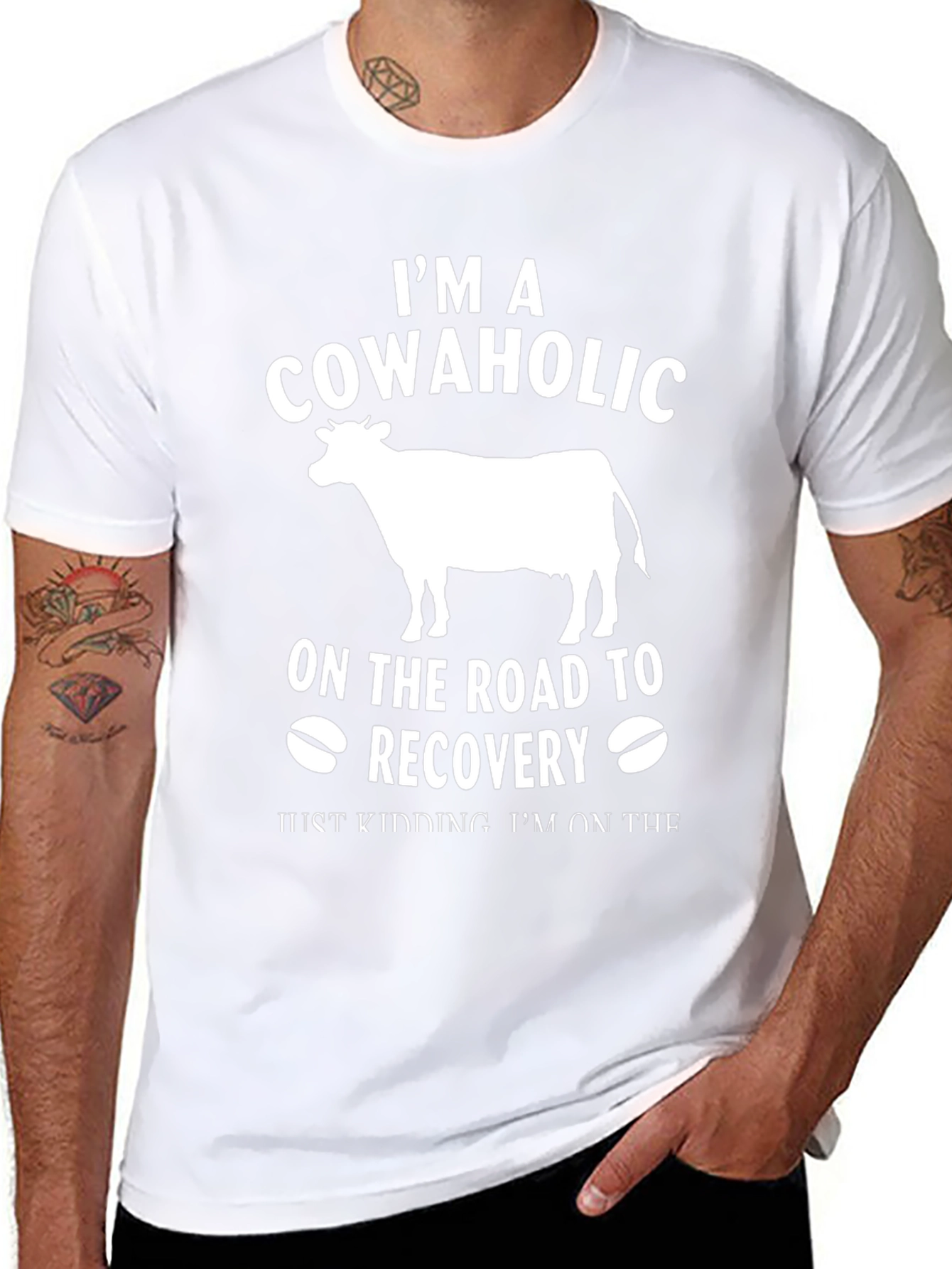 Black Cowaholic Recovery T-Shirt - Funny Humor view 8
