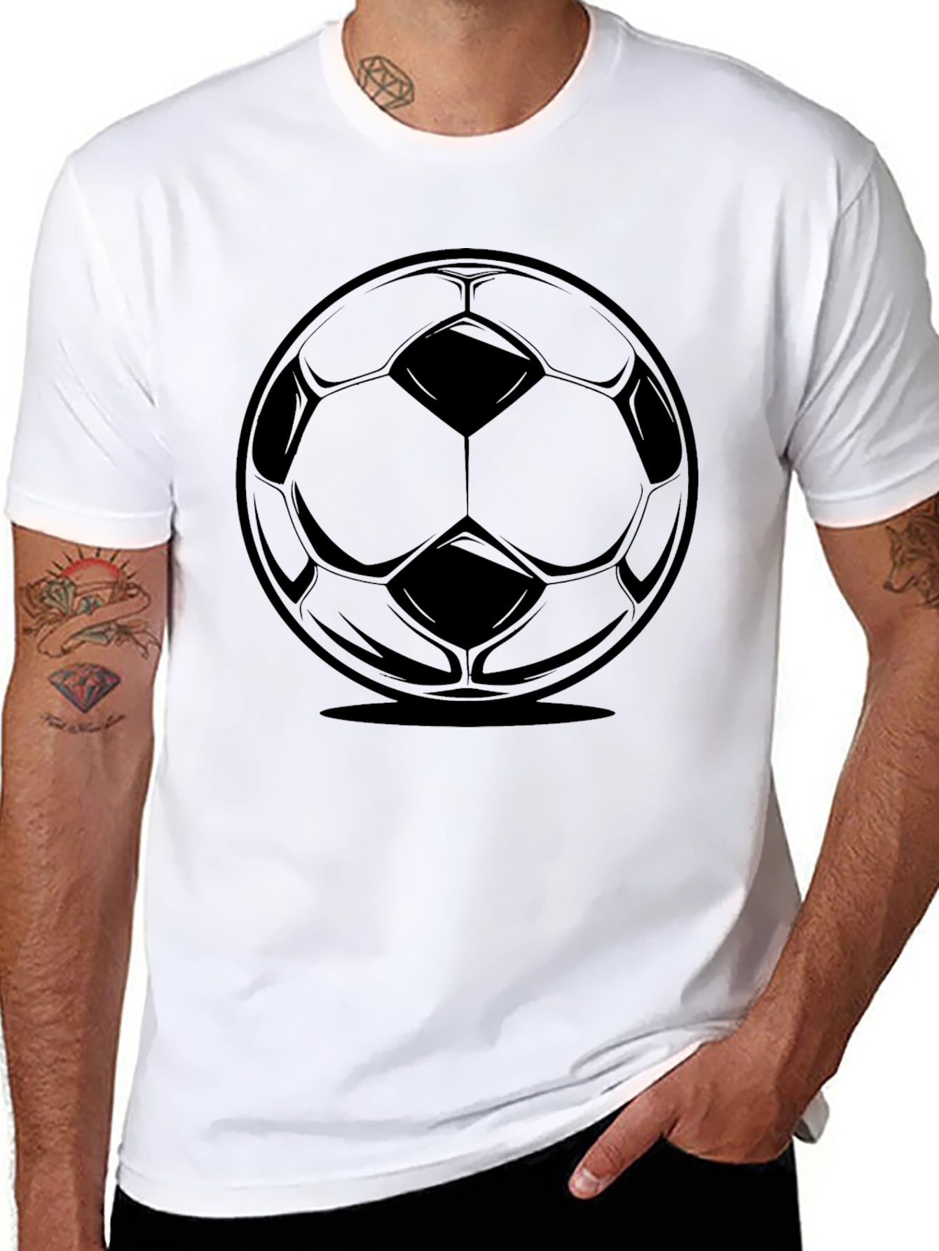 Black Black Soccer Ball Graphic Tee - Stylish Sportswear view 8