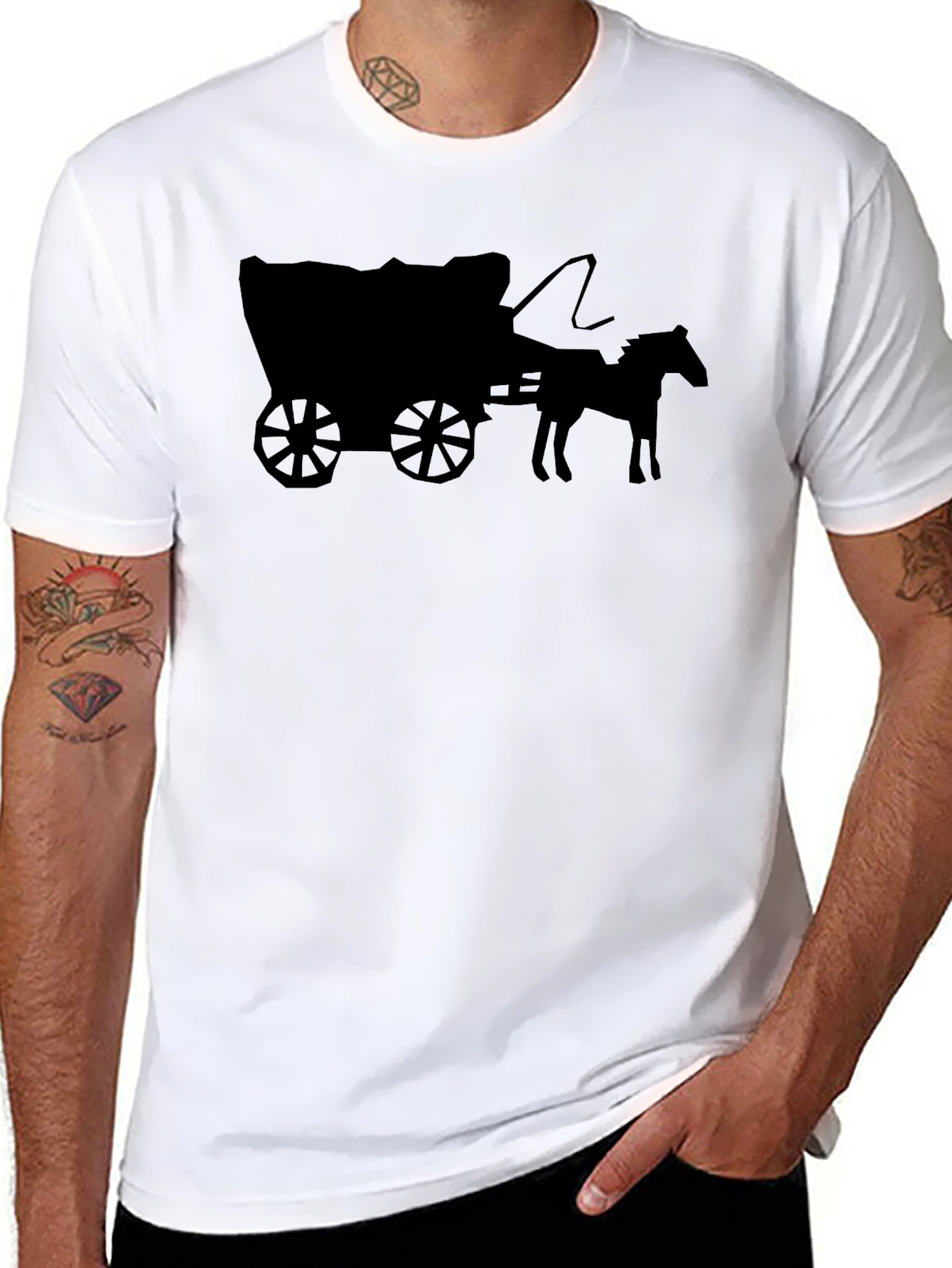 Black Wagon Wheel Graphic Tee - Black Cotton Blend T-Shirt view 8