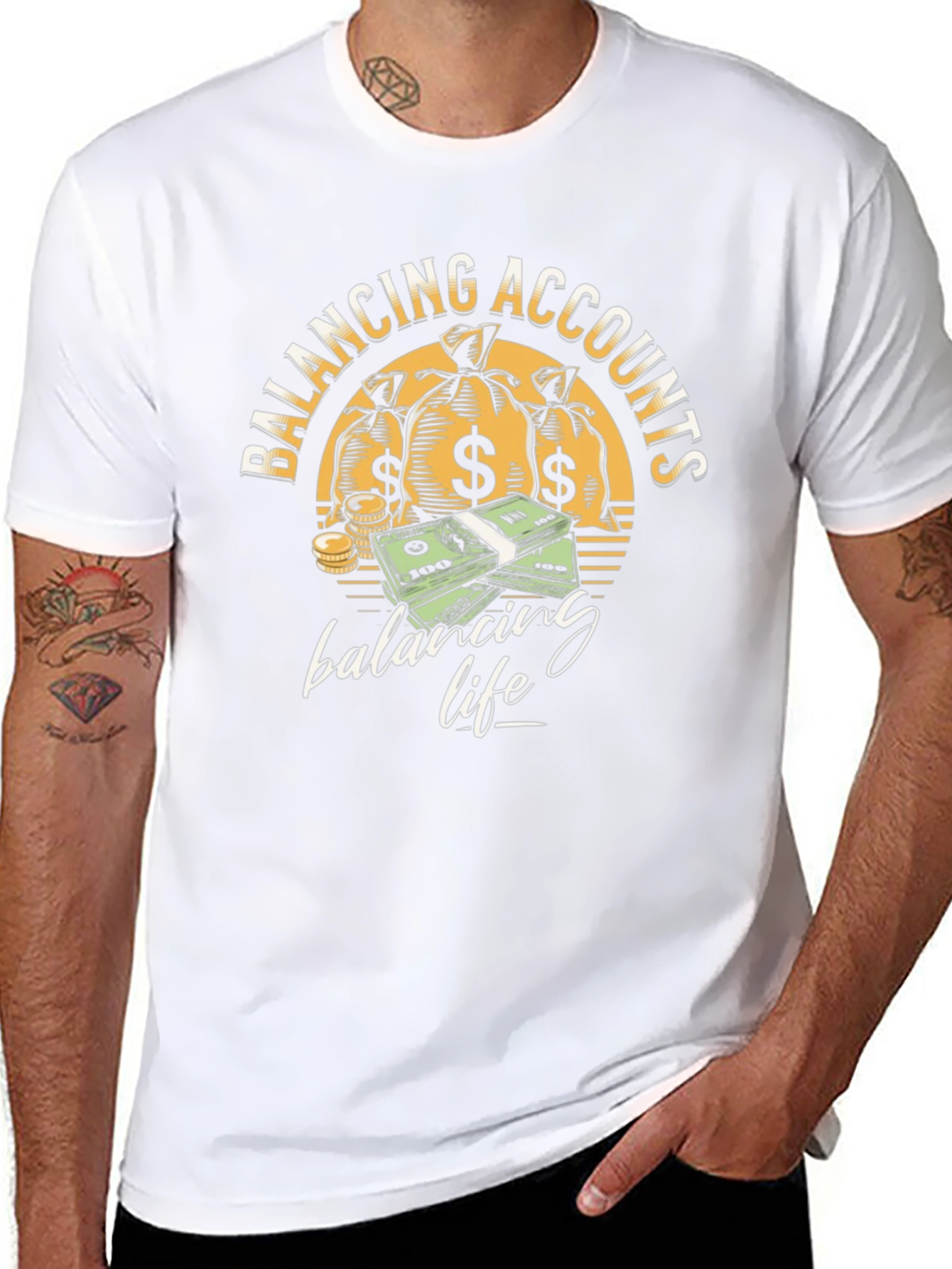 Black Balancing Accounts T-Shirt - Money Graphic Tee view 8