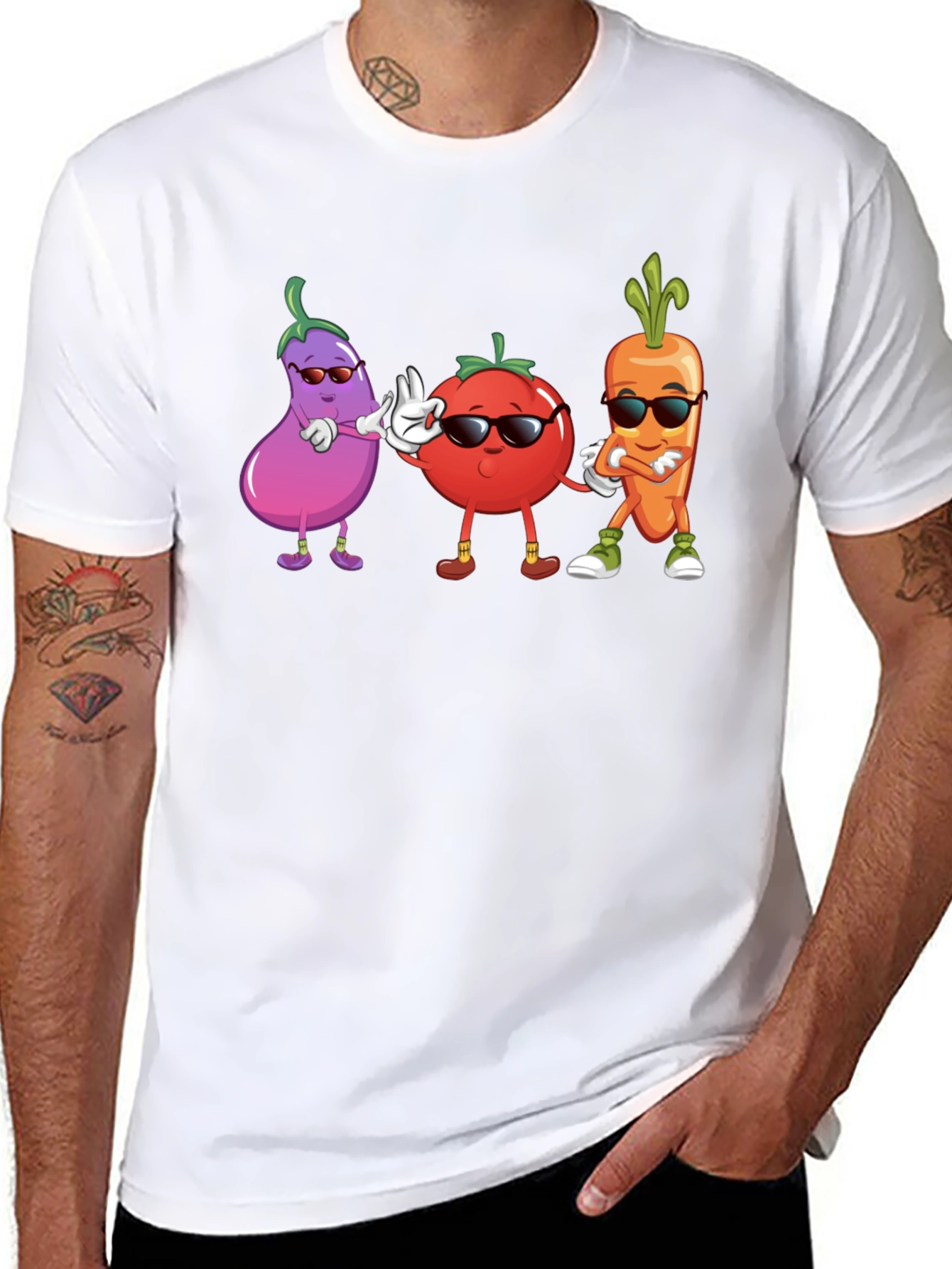 Black Cool Veggie Squad Black T-Shirt view 8