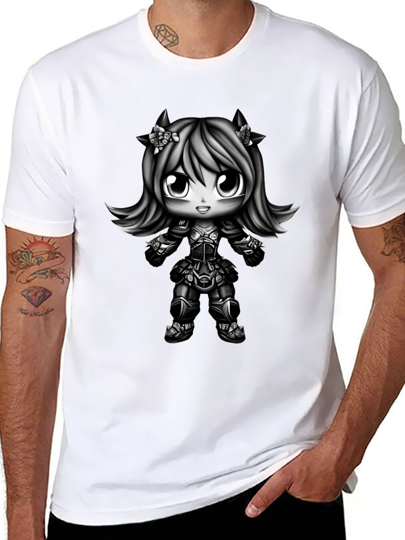 Black Anime Girl Graphic Black T-Shirt view 8