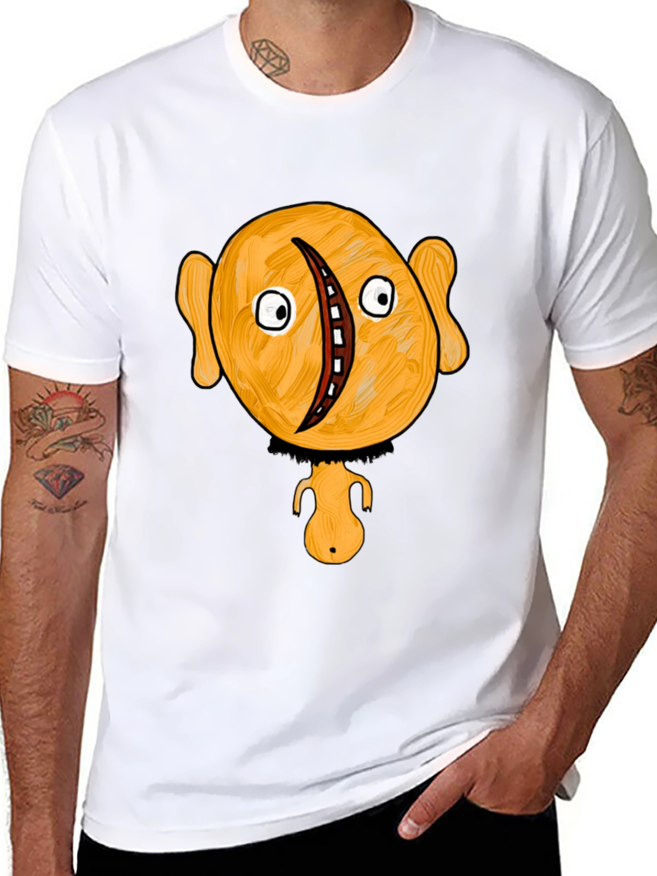 Black Unique Cartoon Character Graphic Black T-Shirt view 8