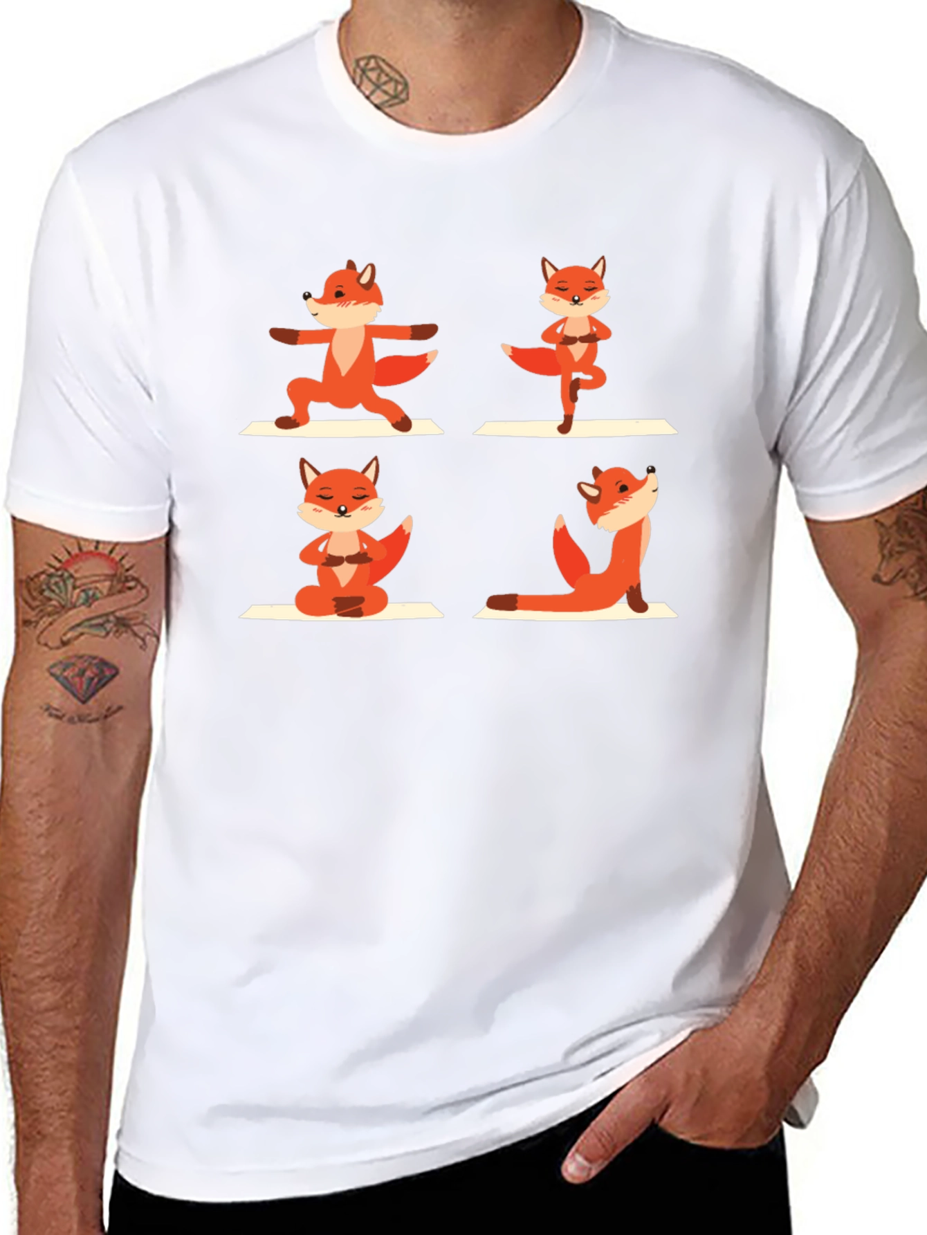 Black Yoga Fox Graphic Tee view 8