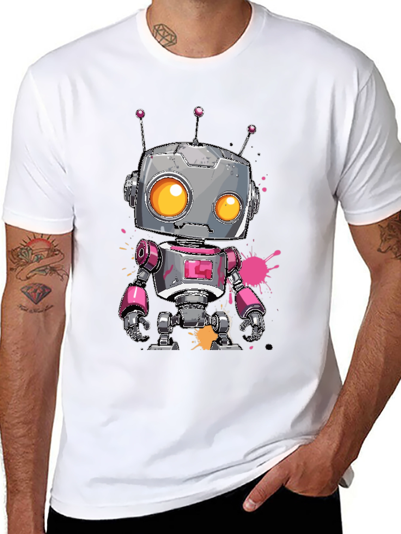 Black Robot Graphic Tee - Cool Cartoon Robot Design view 8