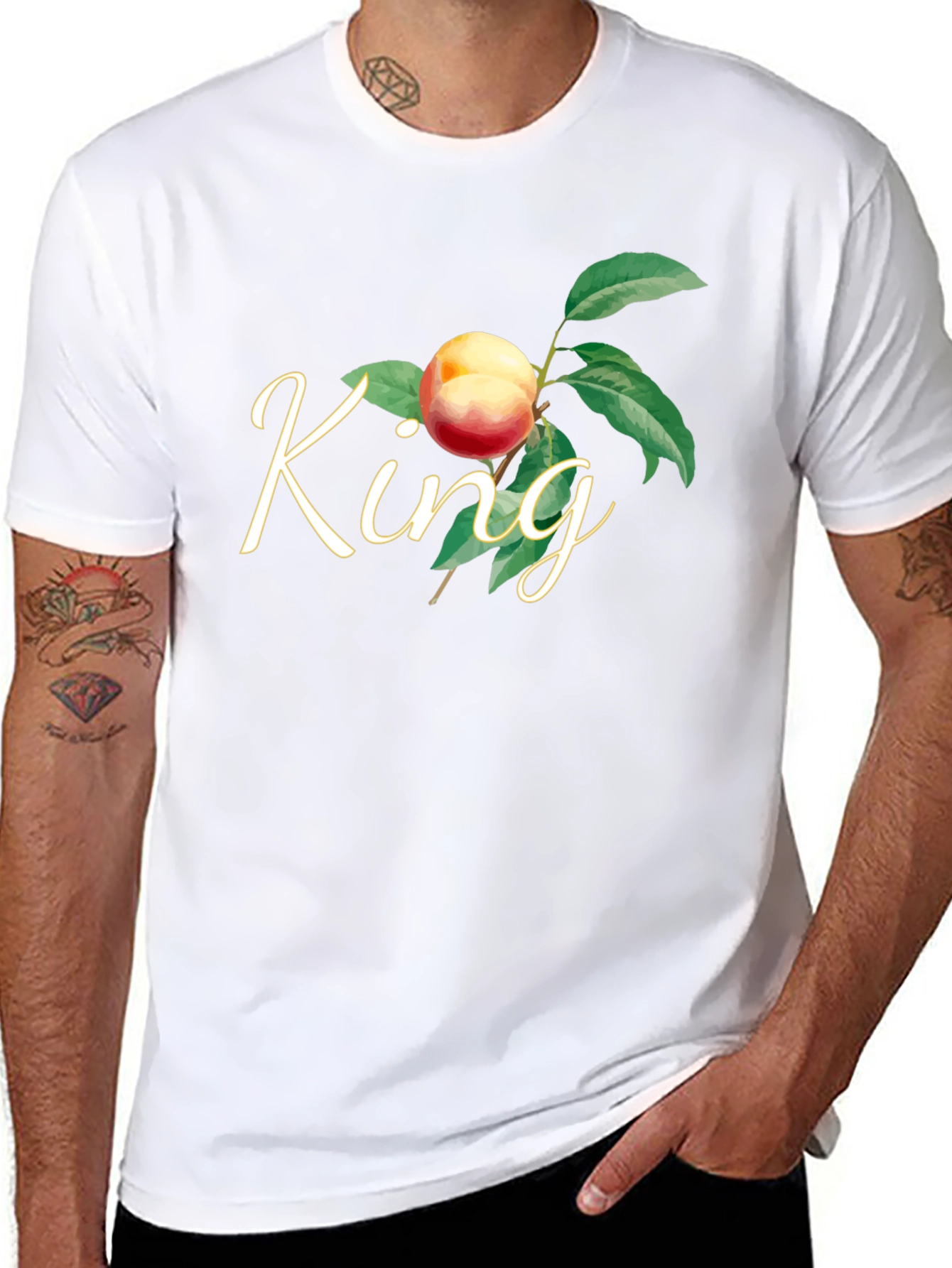 Black King Peach Graphic T-Shirt - Black view 8