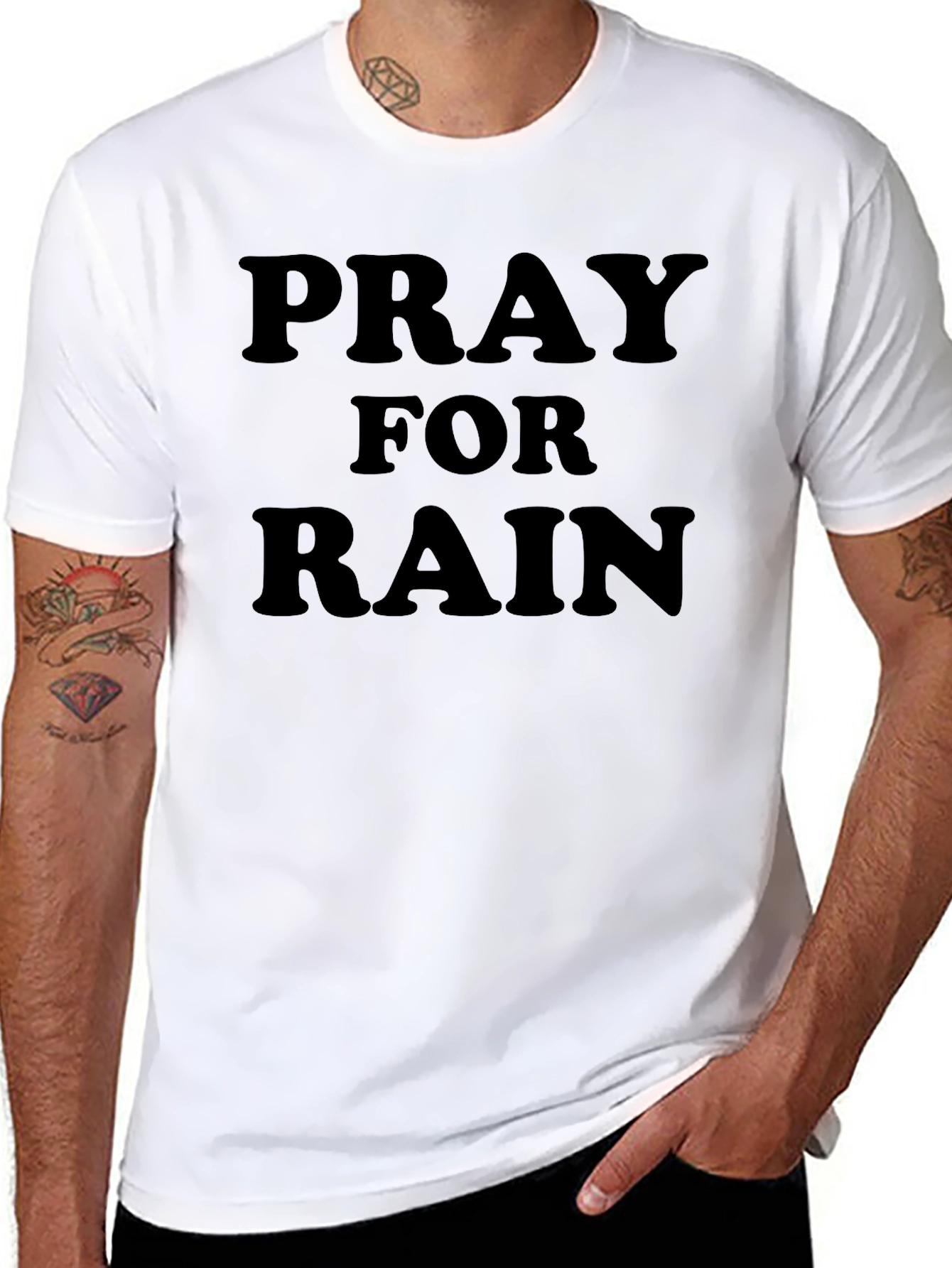 Black Pray for Rain Graphic Black T-Shirt view 8