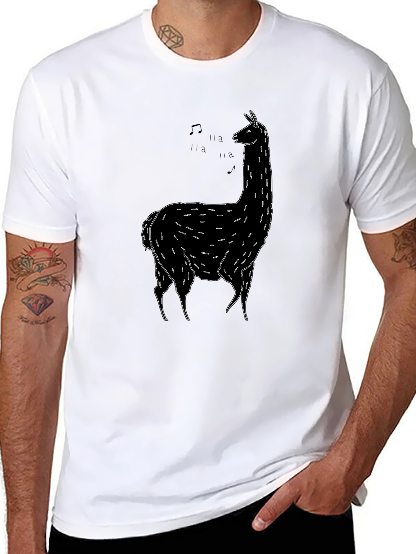 Black Llama Singing T-Shirt - Unique Graphic Tee view 8