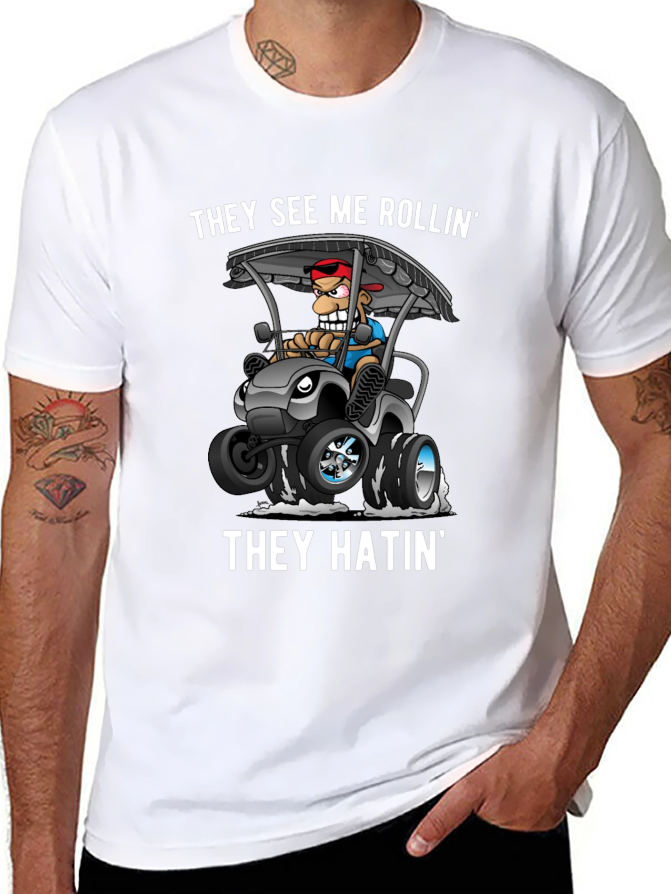 Black They See Me Rollin' T-Shirt view 8