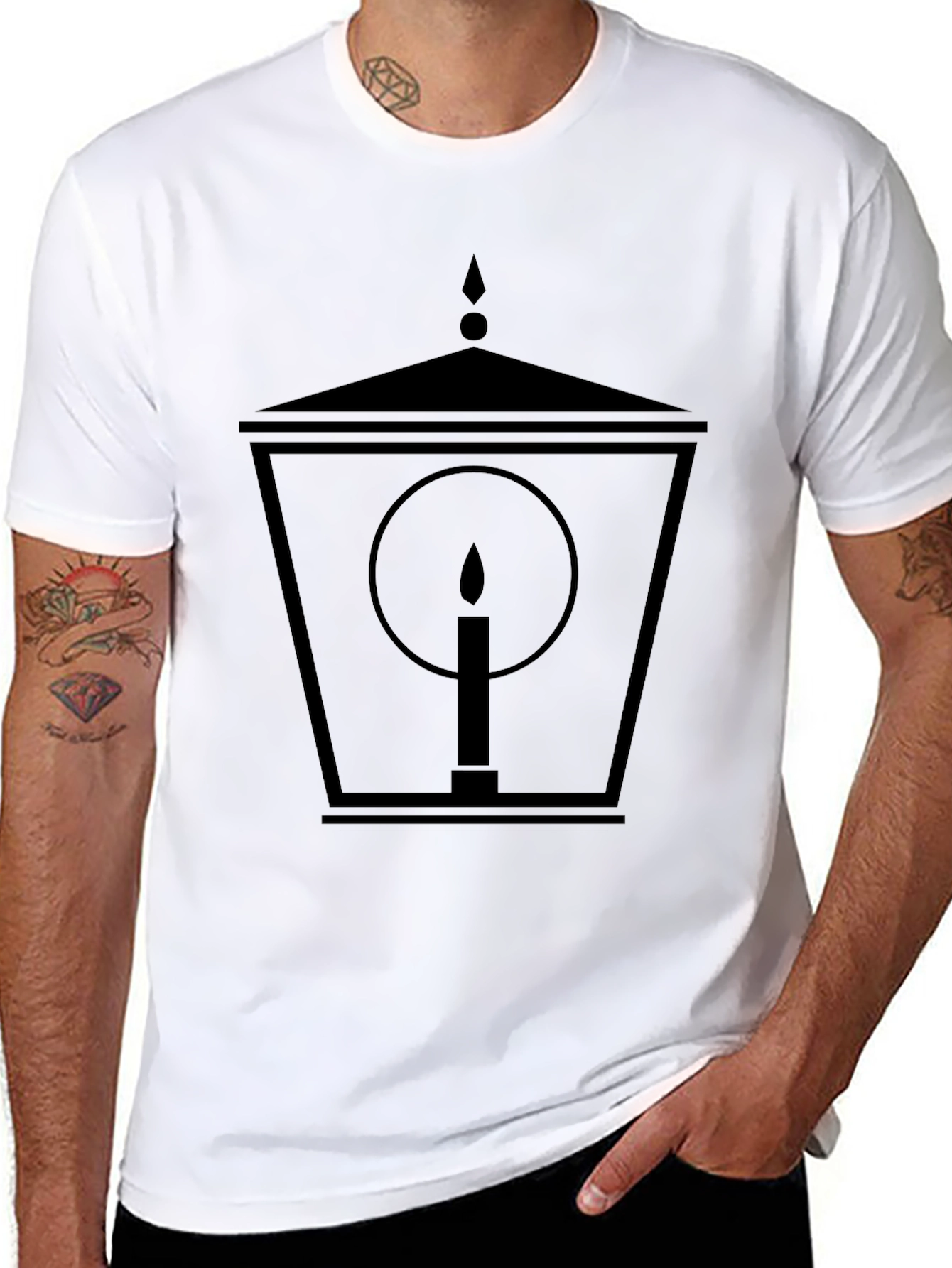 Black Lantern Candle Graphic Tee - Black view 8