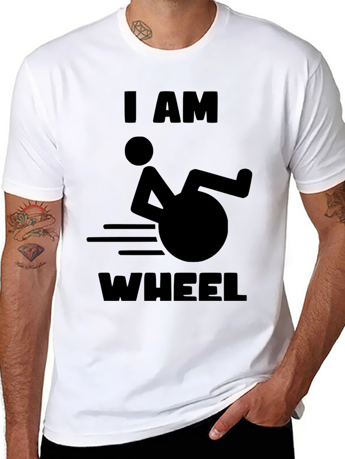Black I AM WHEEL T-Shirt -  Humorous Design view 8