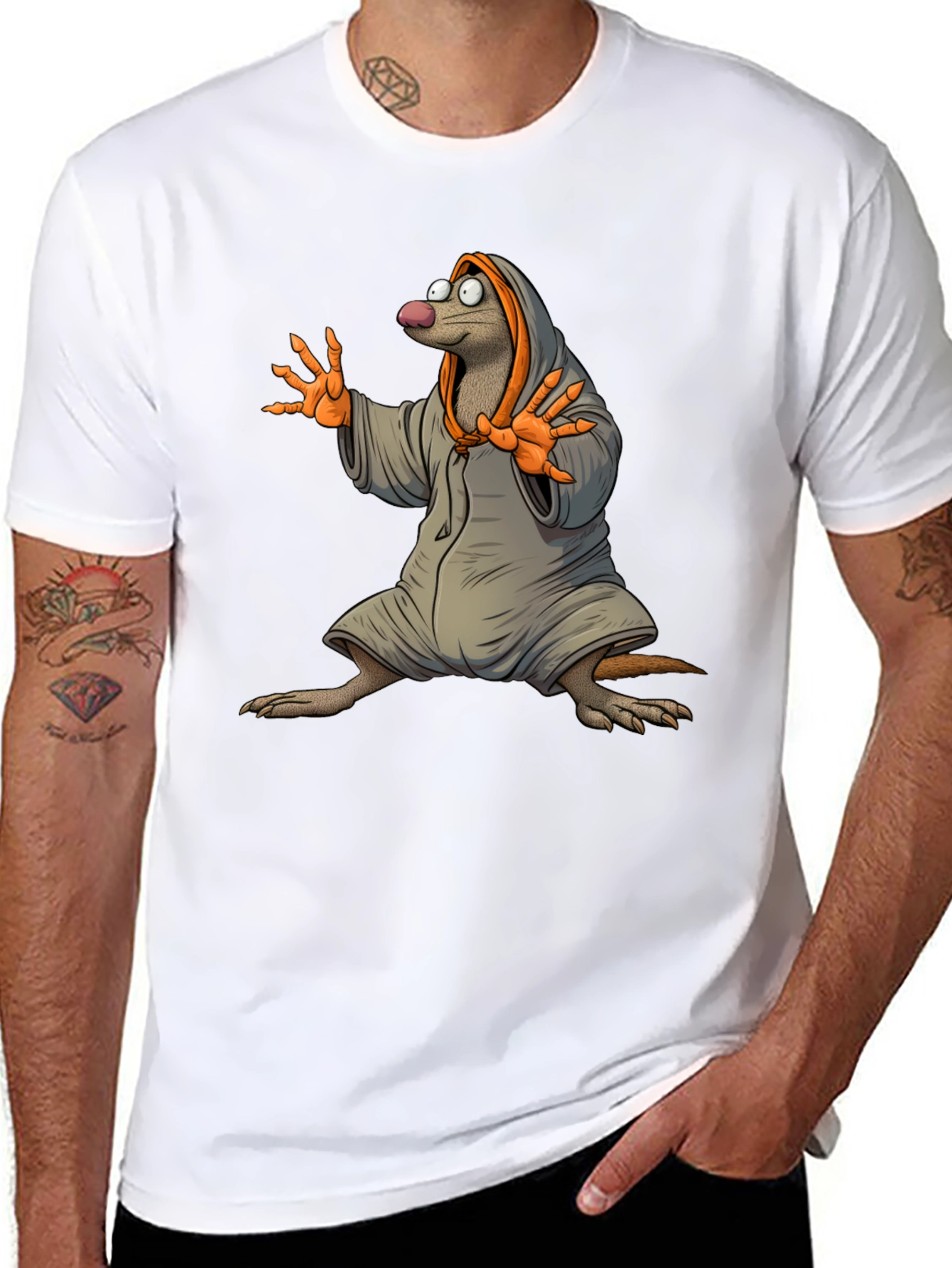 Black Mole in Robe Graphic T-Shirt - Black view 8