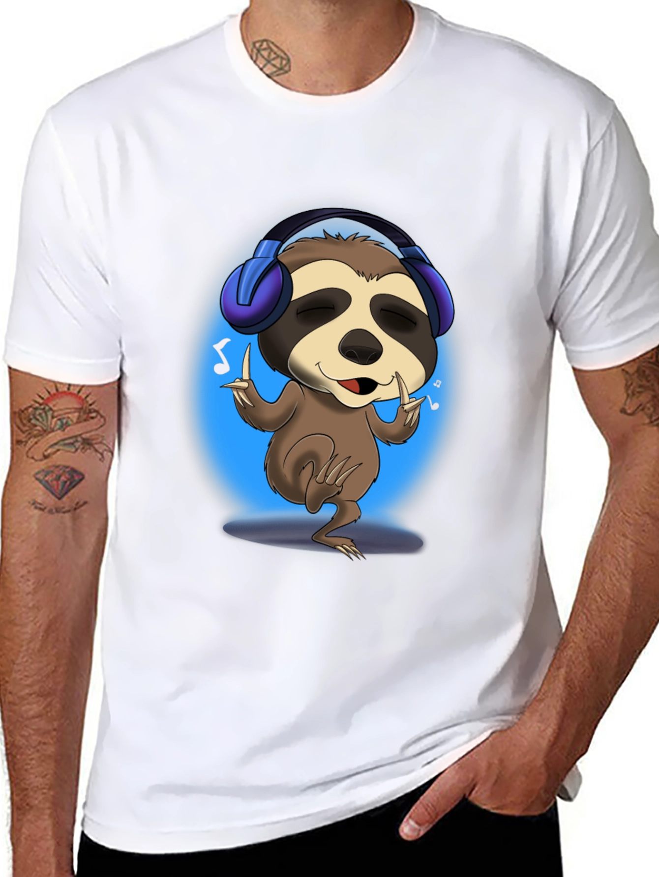 Black Sloth DJ Graphic Tee - Cool & Comfy T-Shirt view 8