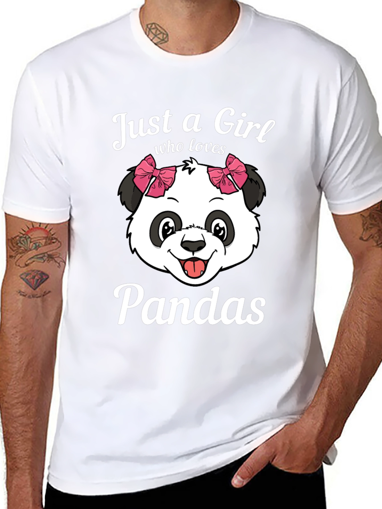 Black Just a Girl Who Loves Pandas T-Shirt view 8