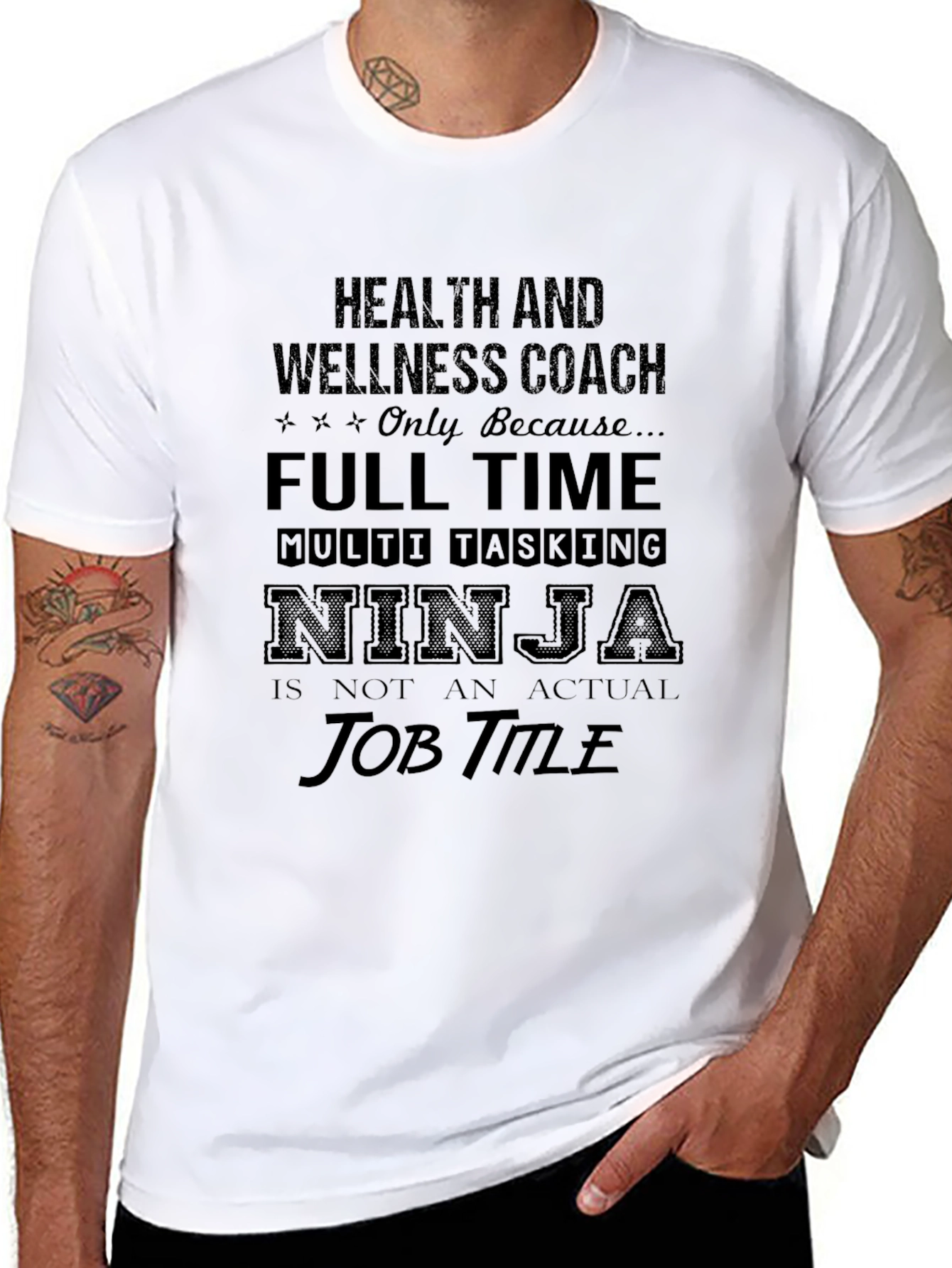 Black Health & Wellness Coach Ninja T-Shirt view 8