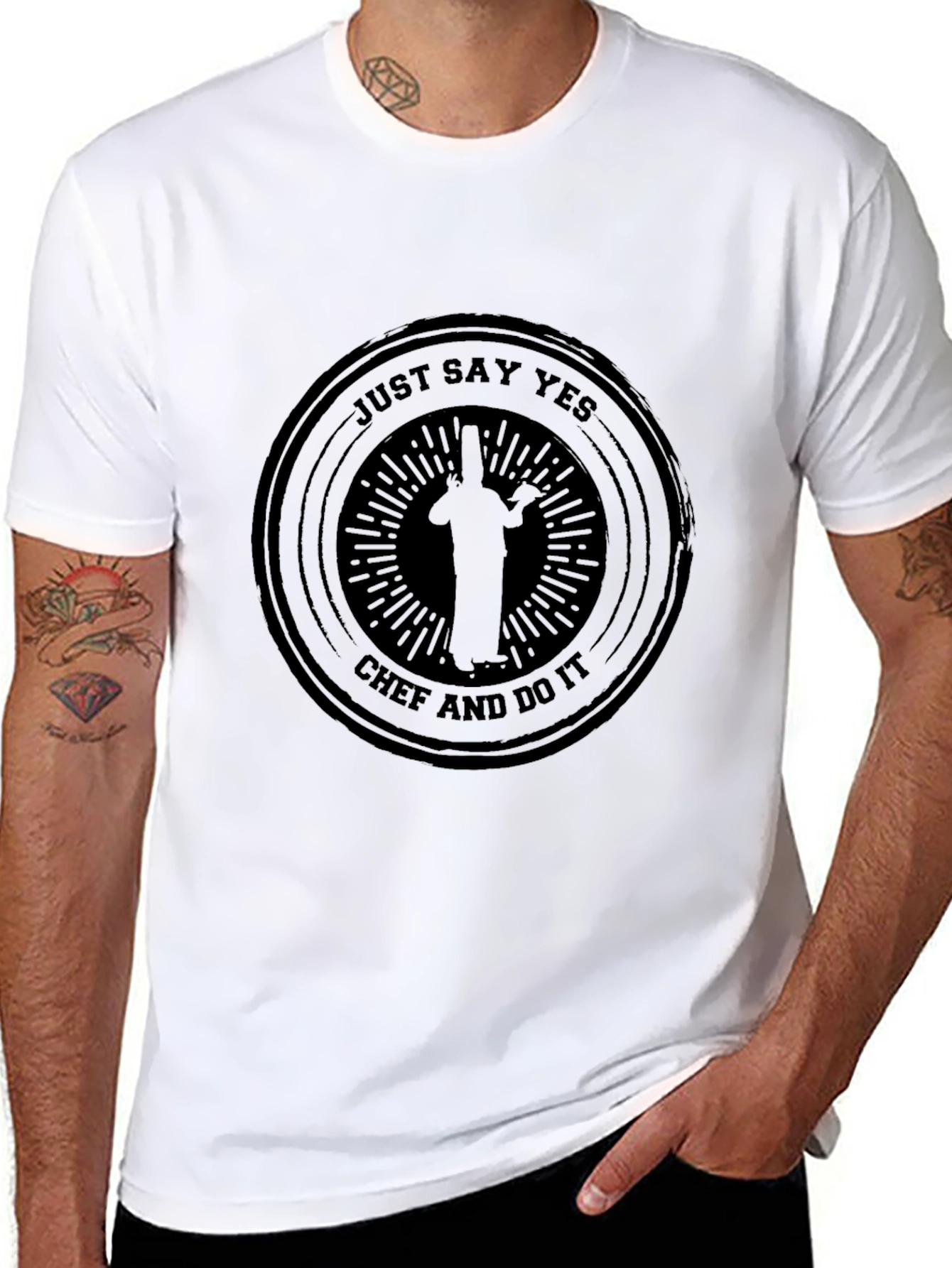 Black Just Say Yes Chef T-Shirt view 8