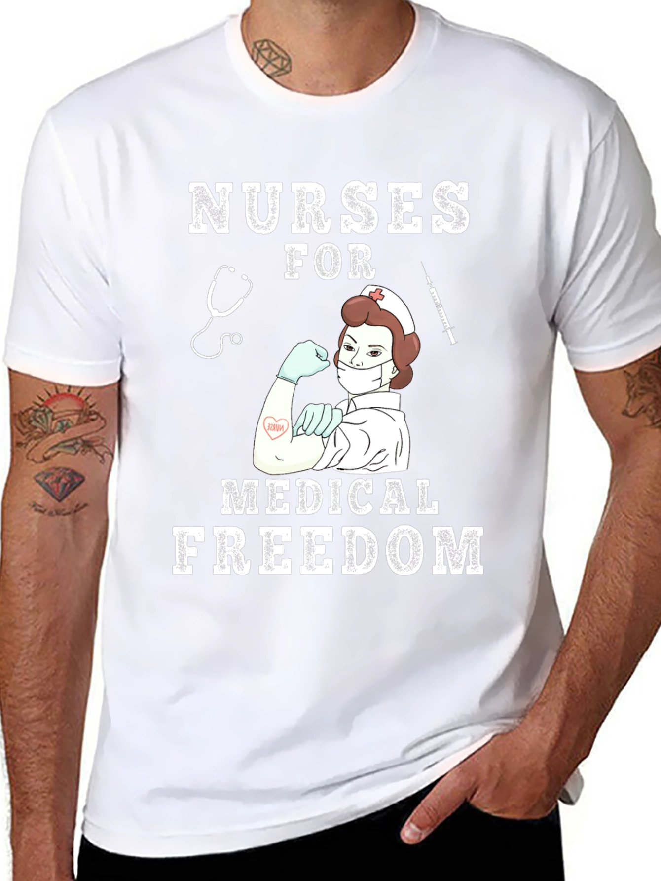 Black Nurses for Medical Freedom Black T-Shirt view 8