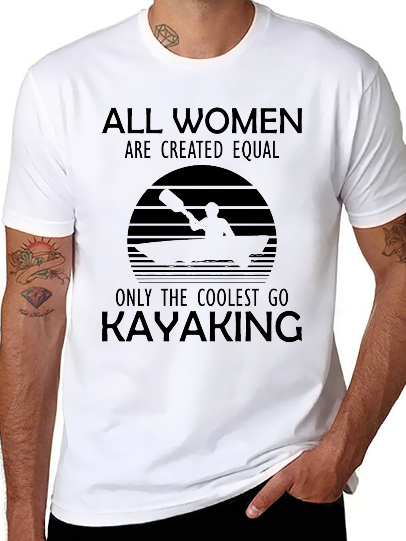 Black Coolest Women Kayaking T-Shirt view 8