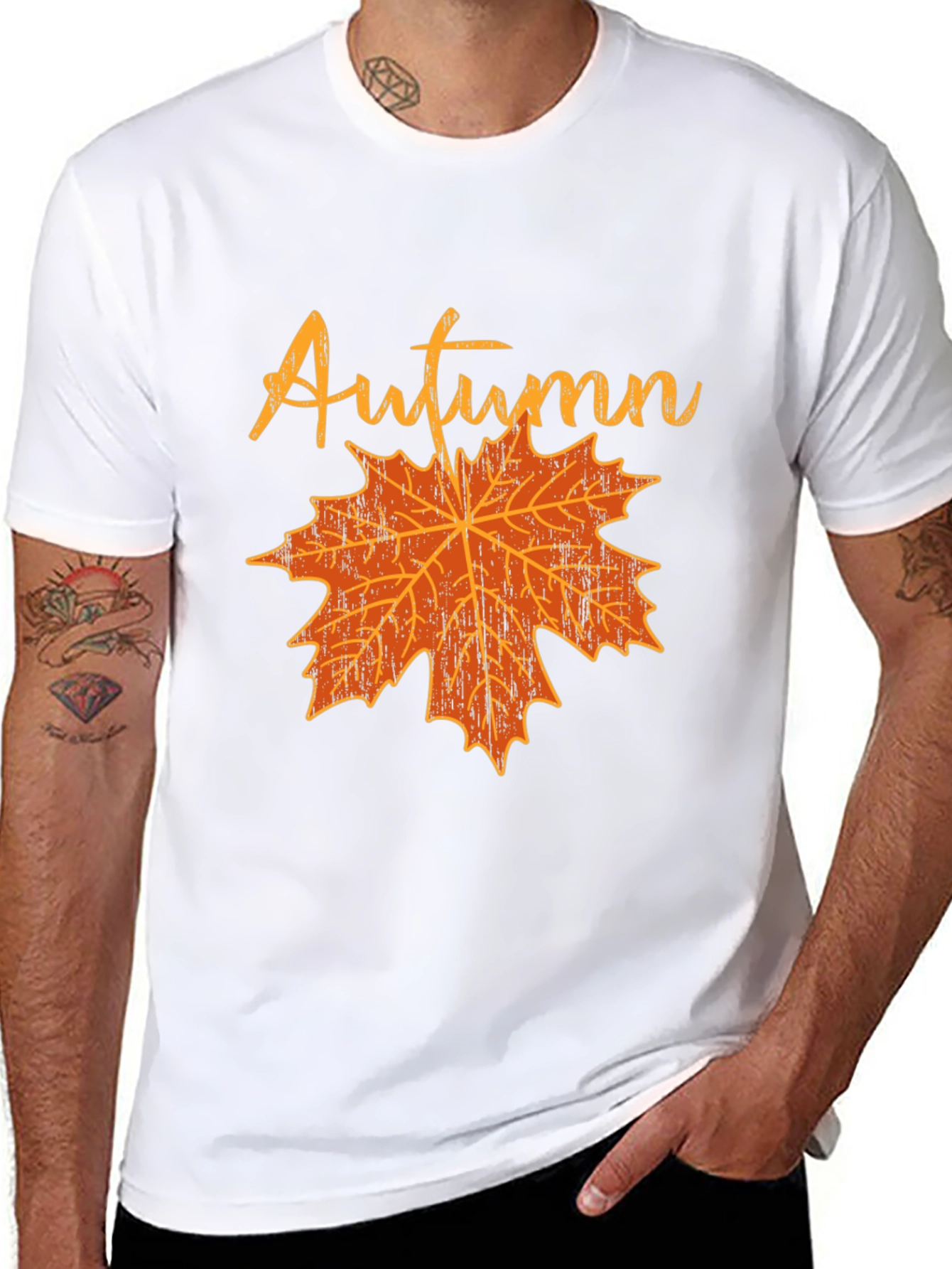 Black Autumn Leaf Graphic T-Shirt - Black view 8