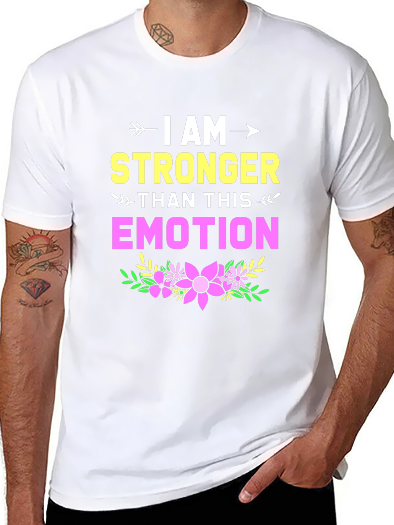 Black I Am Stronger Than This Emotion Graphic Tee view 8