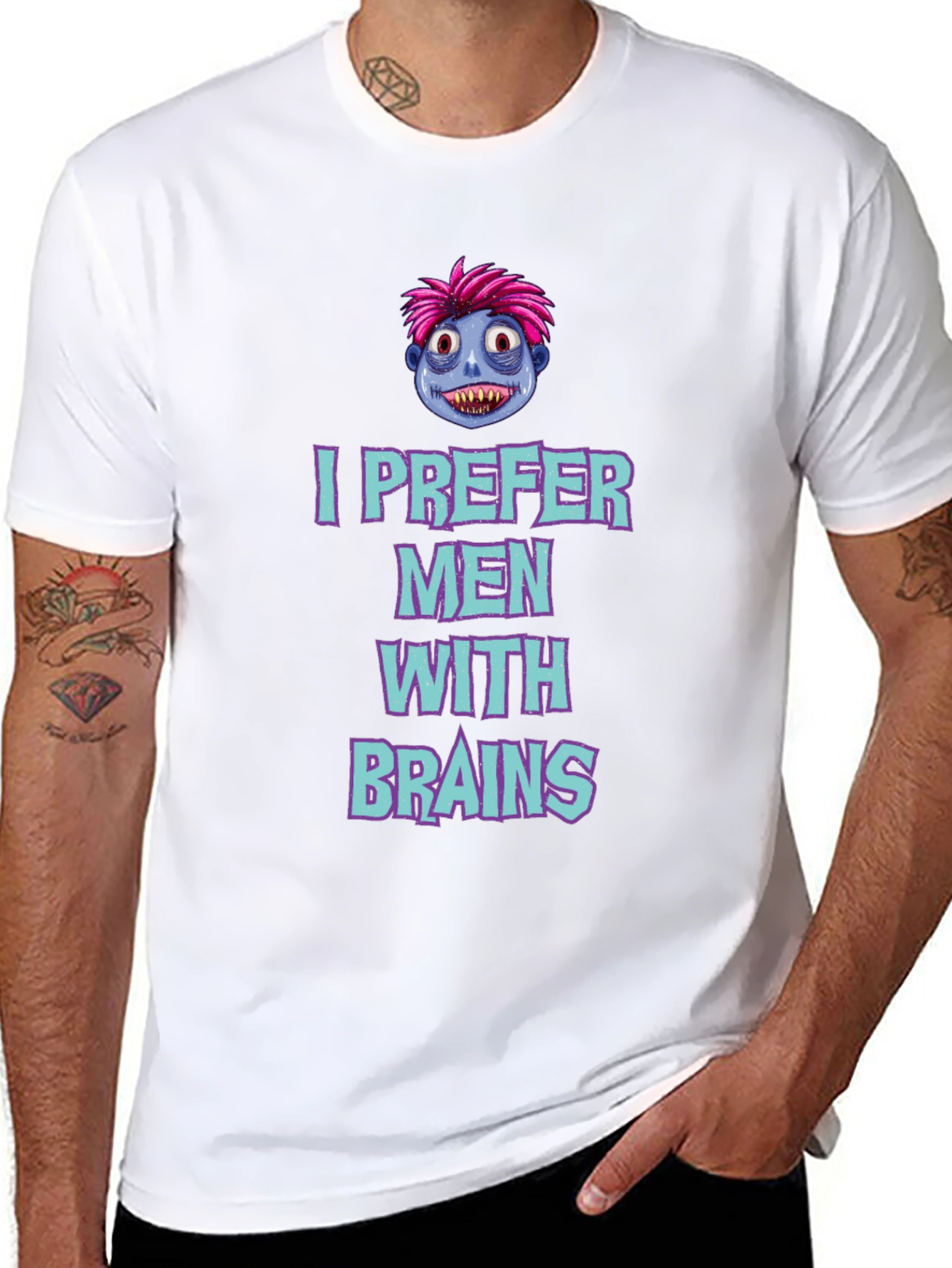 Black I Prefer Men With Brains Graphic Tee view 8