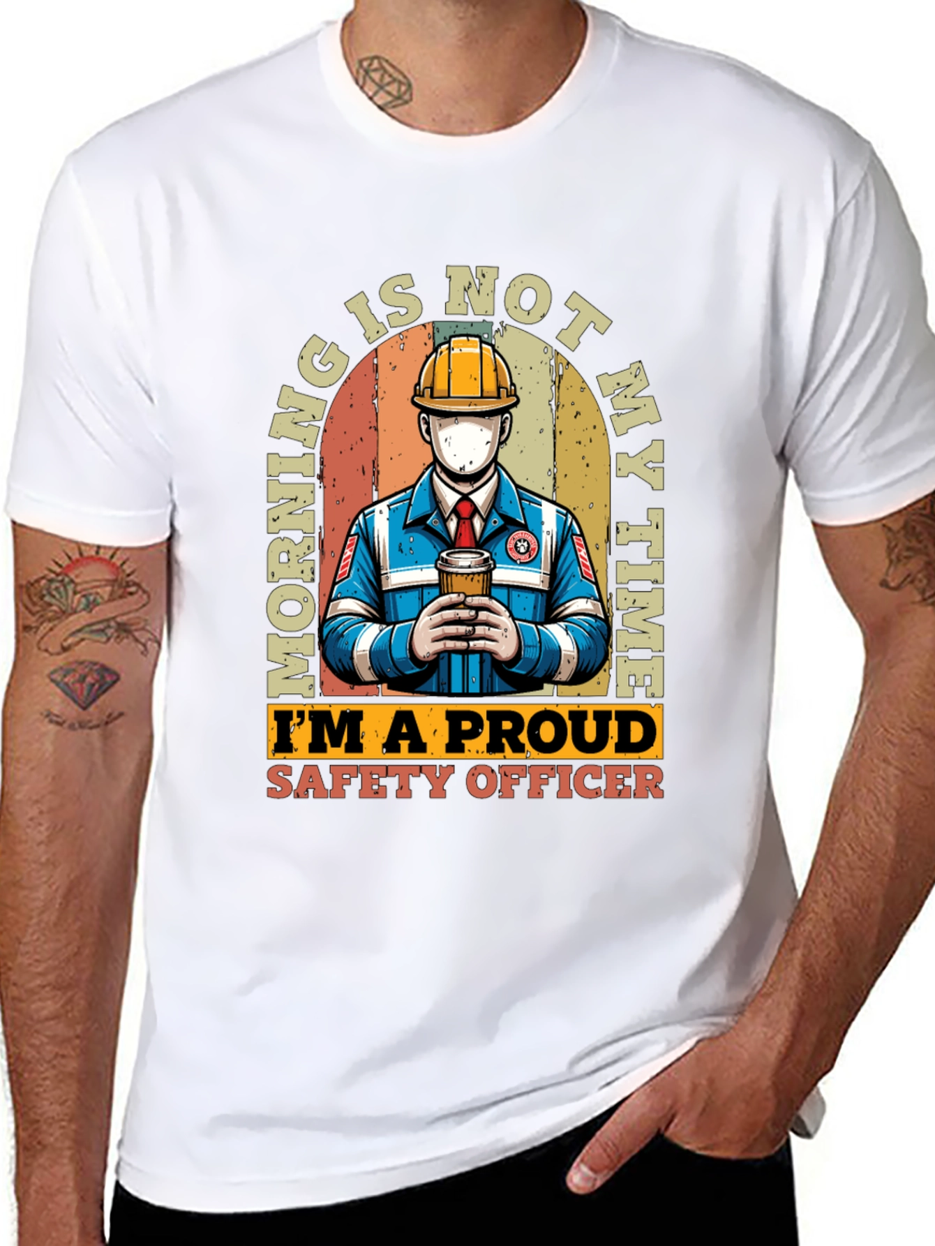 Black Safety Officer T-Shirt: Morning Is Not My Time view 8