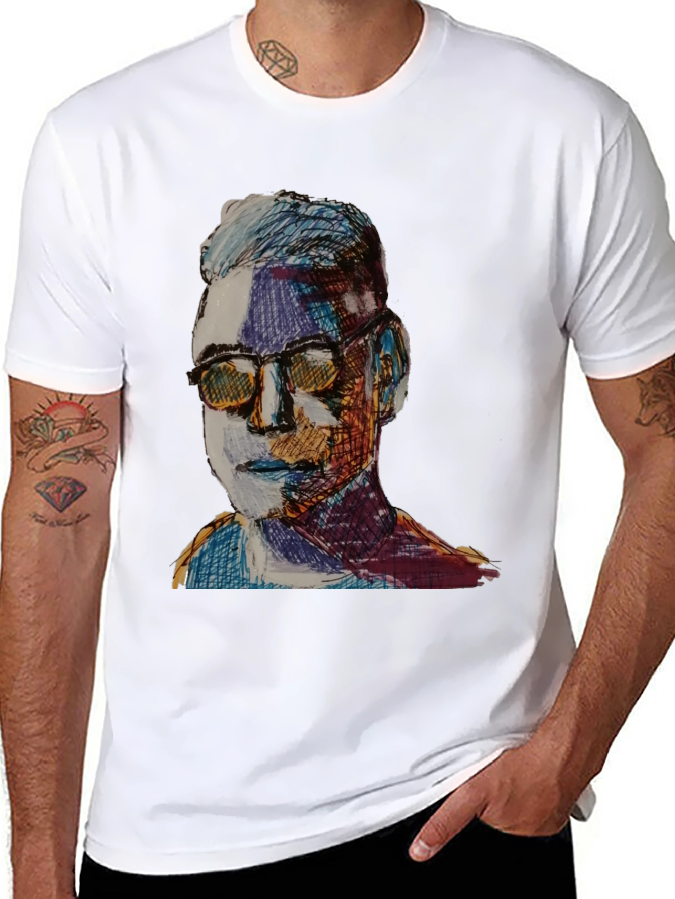 Black Artistic Portrait Graphic Tee - Black view 8