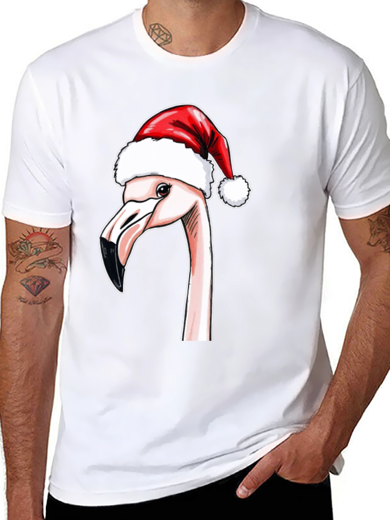 Black Festive Flamingo T-Shirt - Holiday Cheer view 8