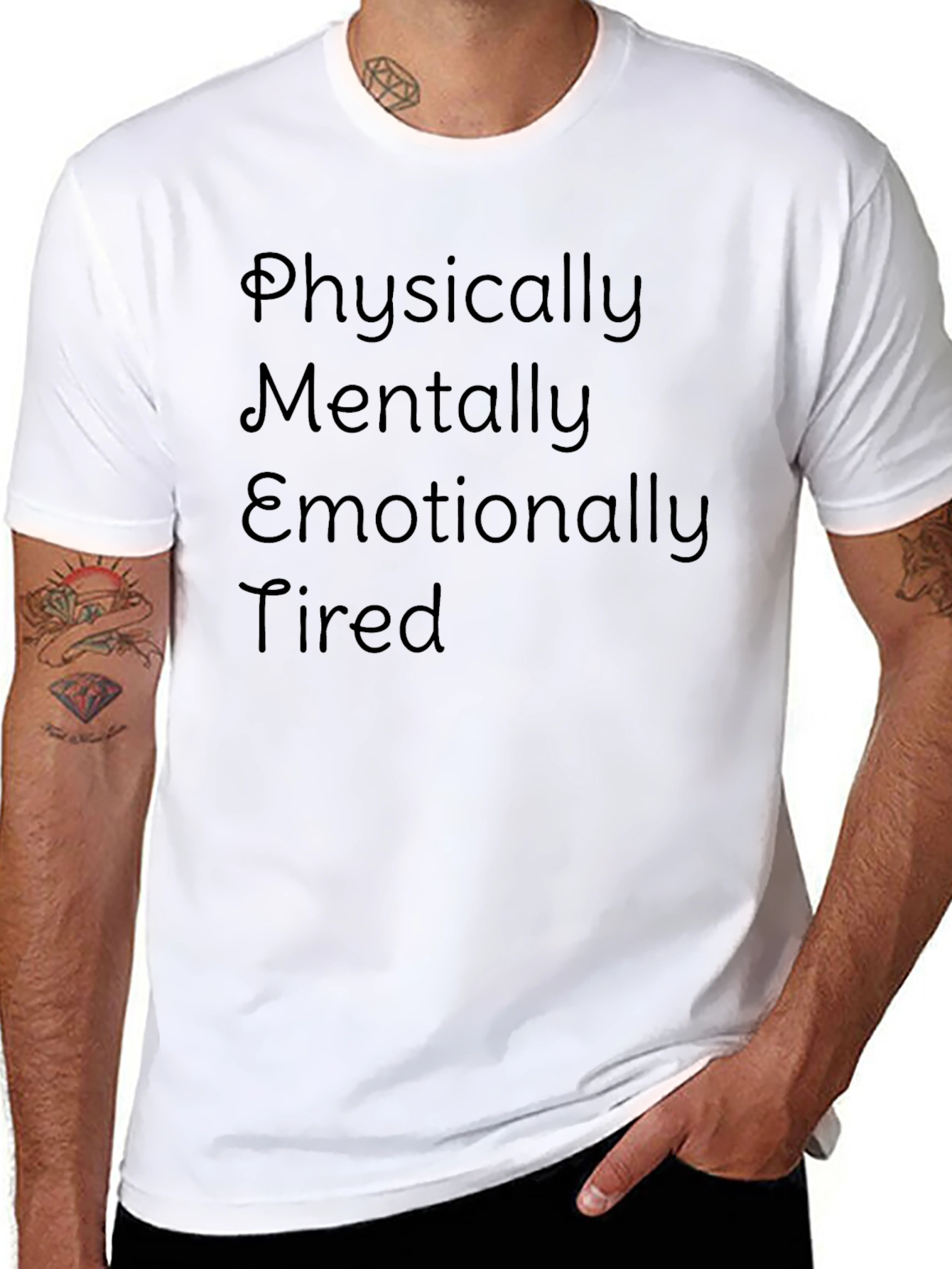 Black Emotionally Tired Tee - Comfortable & Stylish view 8