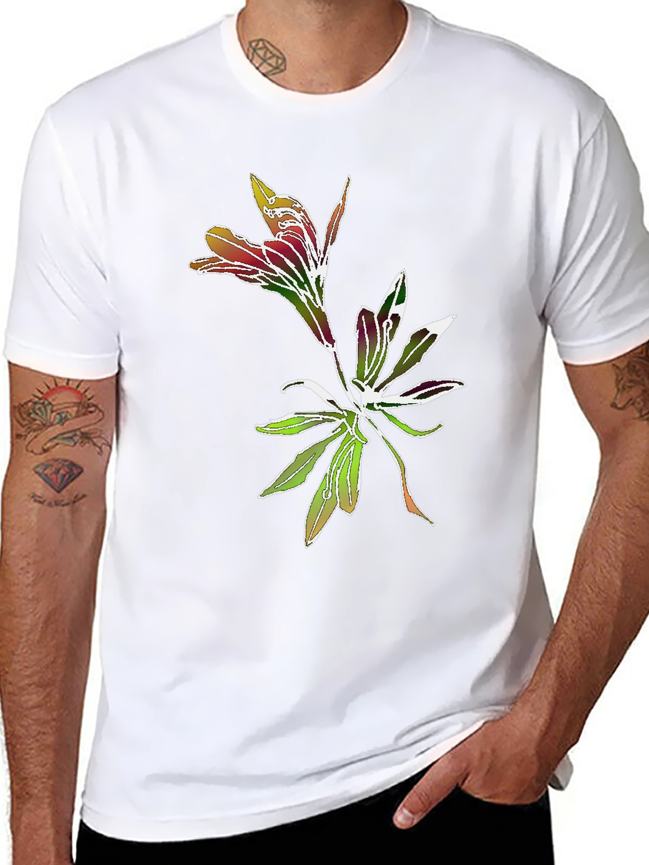 Black Floral Graphic Tee - Stylish Botanical Print view 8