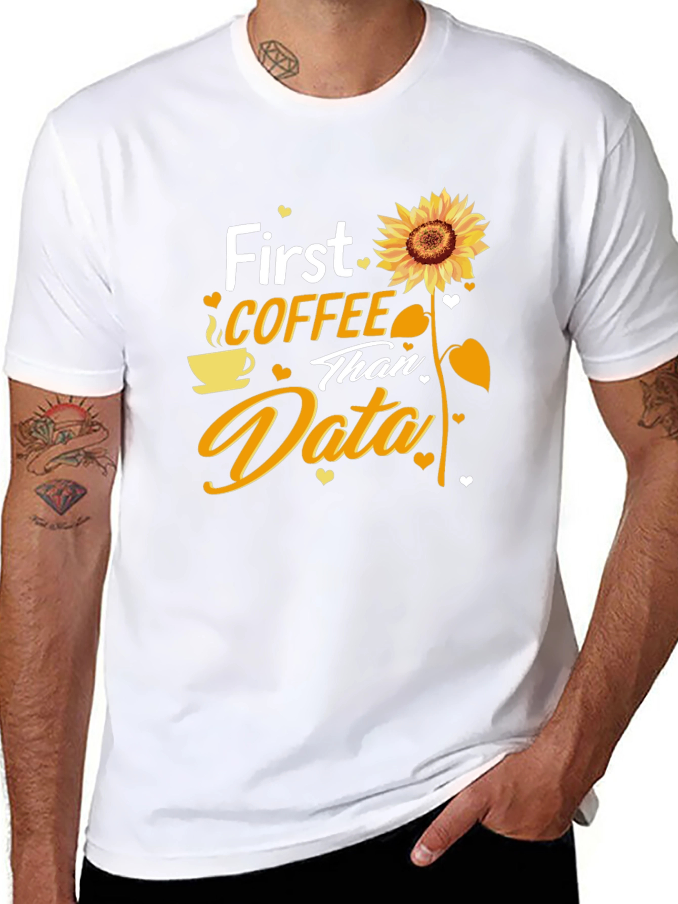 Black Coffee and Data T-Shirt - Sunflower Design view 8