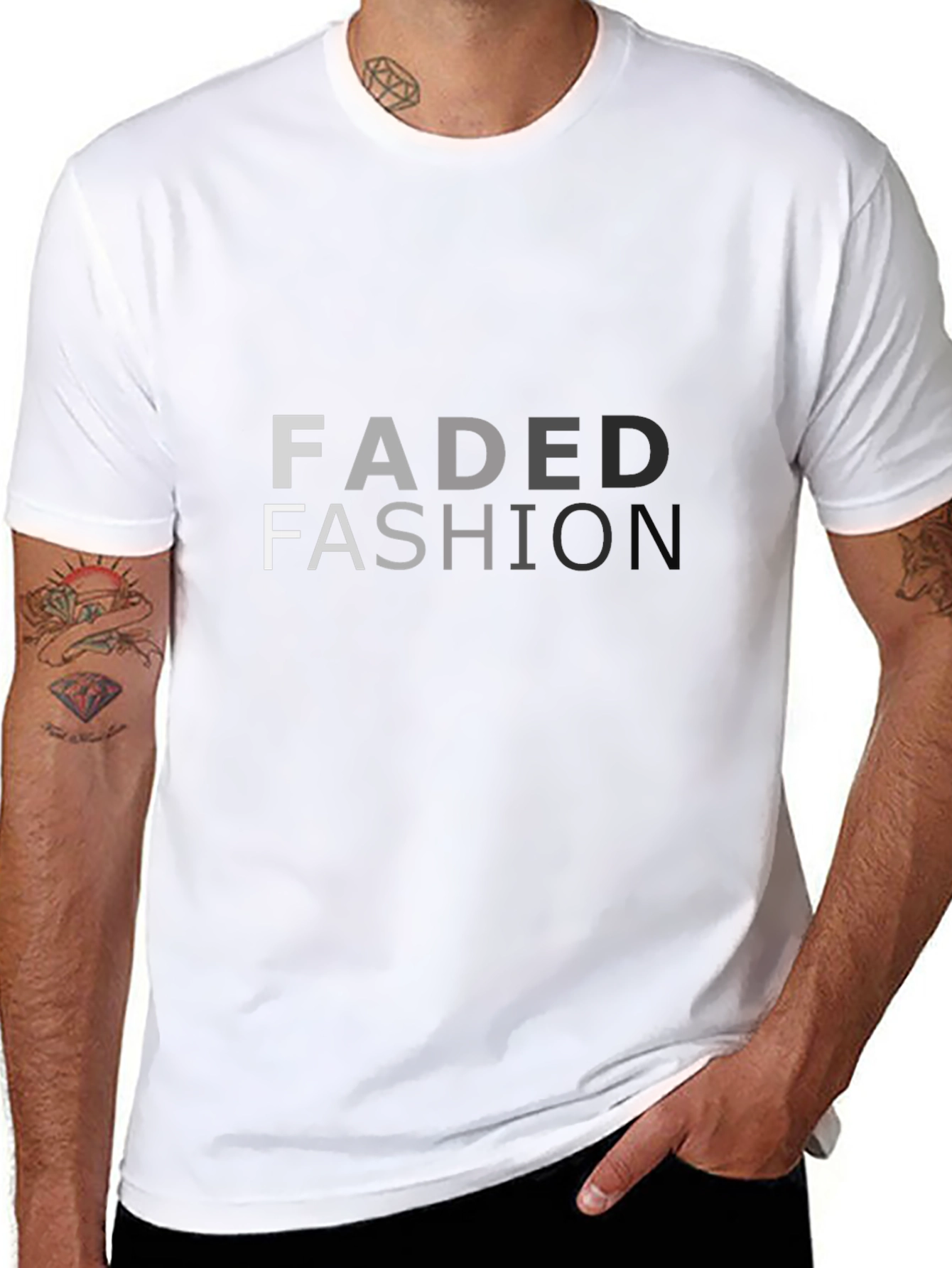 Black Faded Fashion Graphic Print Black T-Shirt view 8