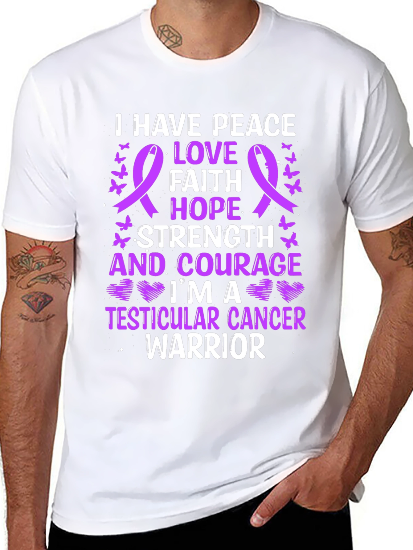 Black Testicular Cancer Warrior Graphic Tee view 8