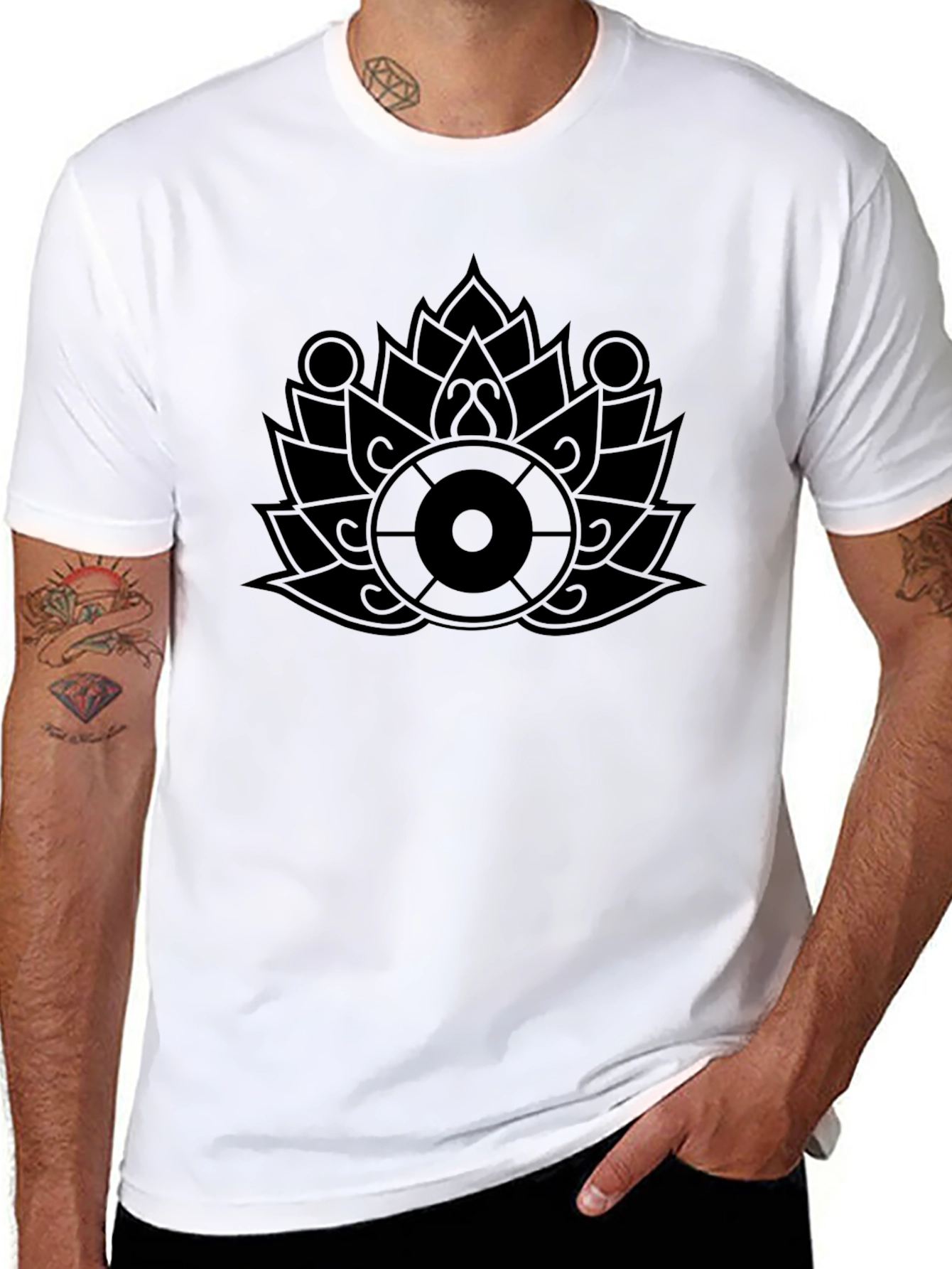 Black Lotus Wheel Graphic Black T-Shirt view 8