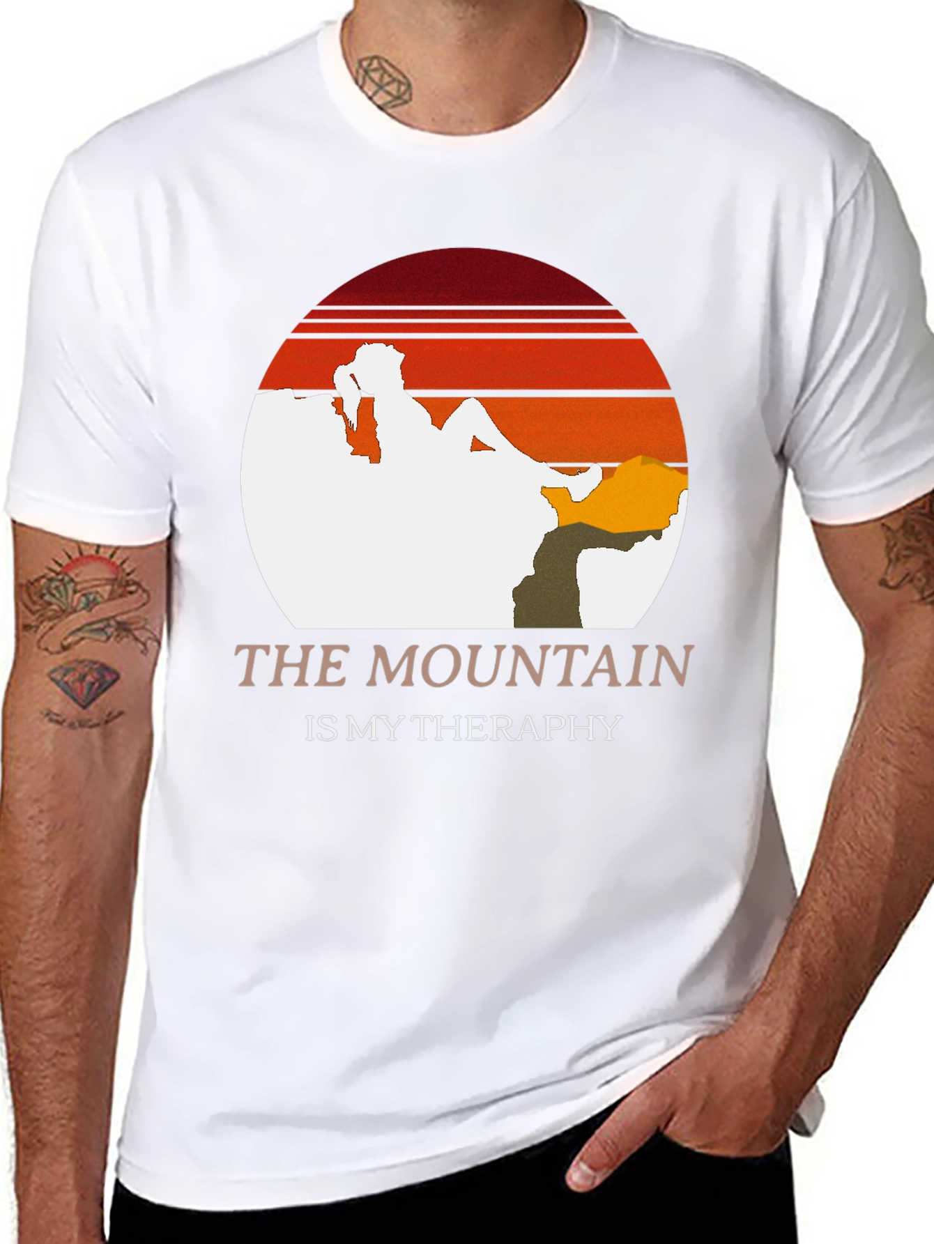 Black The Mountain is My Therapy Tee view 8