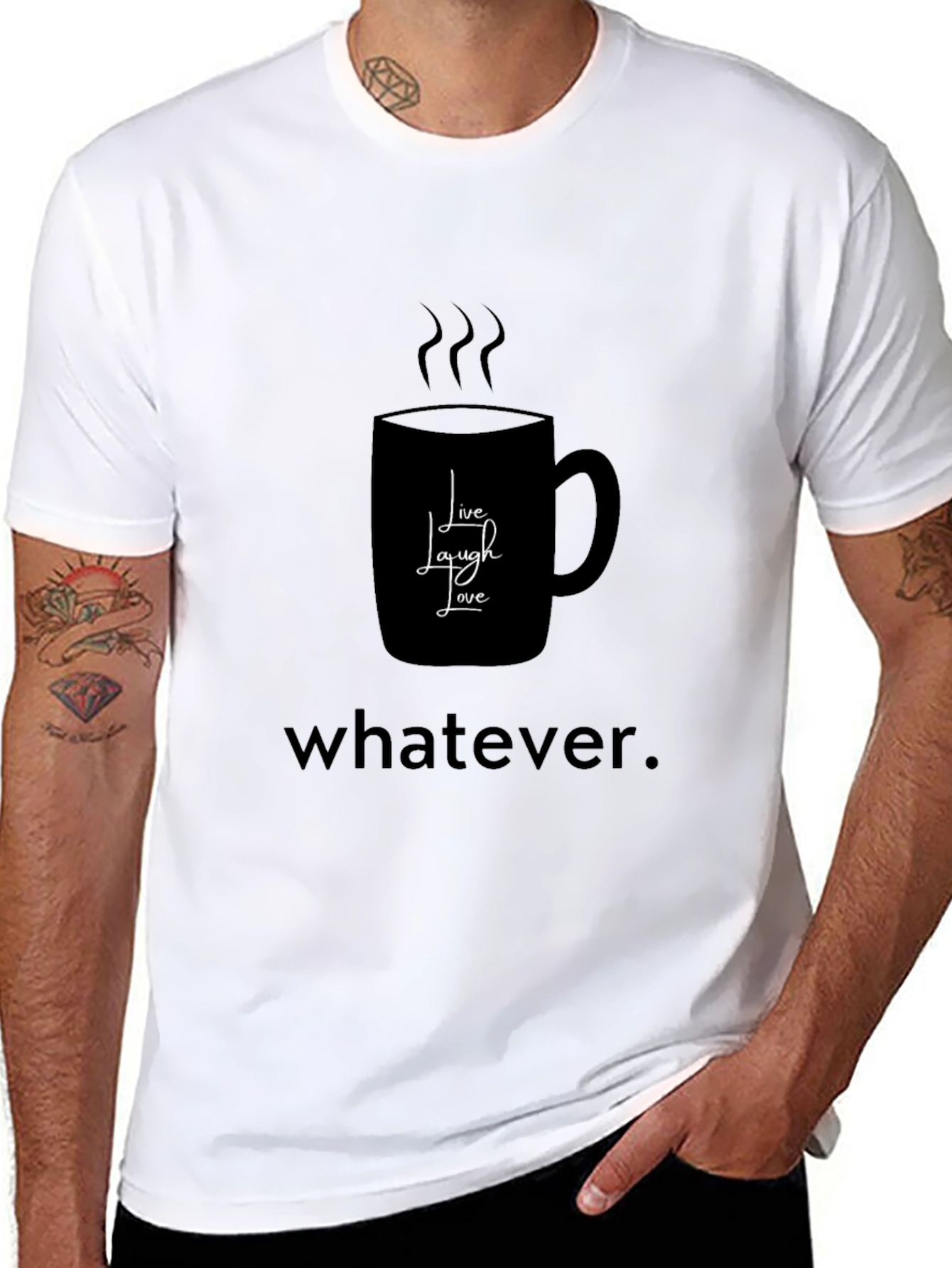 Black Humorous Coffee Lover's T-Shirt - Live, Laugh, Whatever view 8