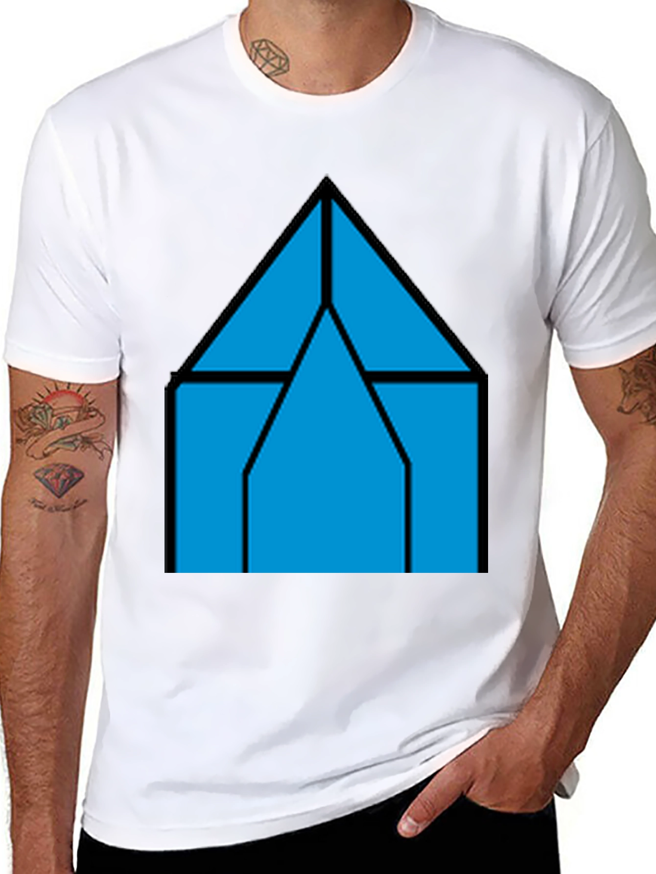 Black Geometric House T-Shirt - Modern Style view 8