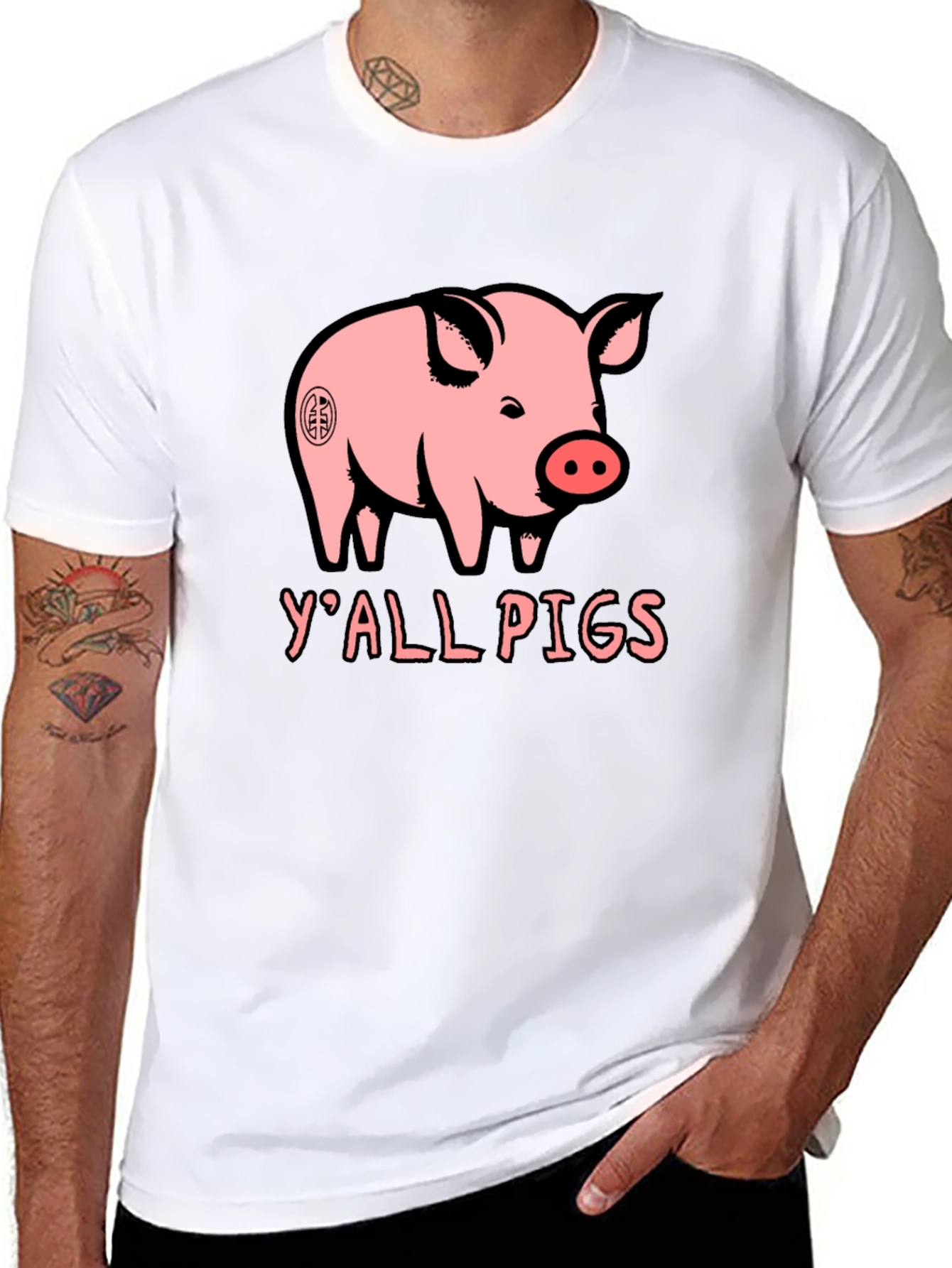 Black Y'all Pigs Graphic Tee - Funny Pig Lover T-Shirt view 8