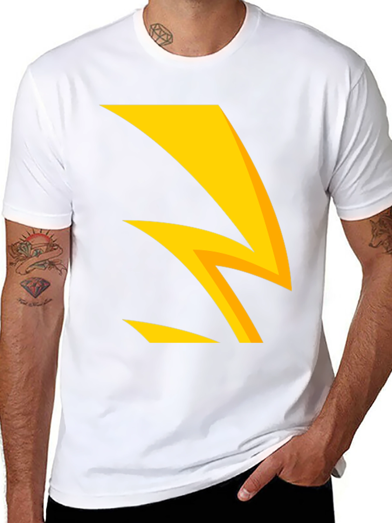 Black Bold Lightning Bolt Graphic Tee - Black Cotton Blend view 8