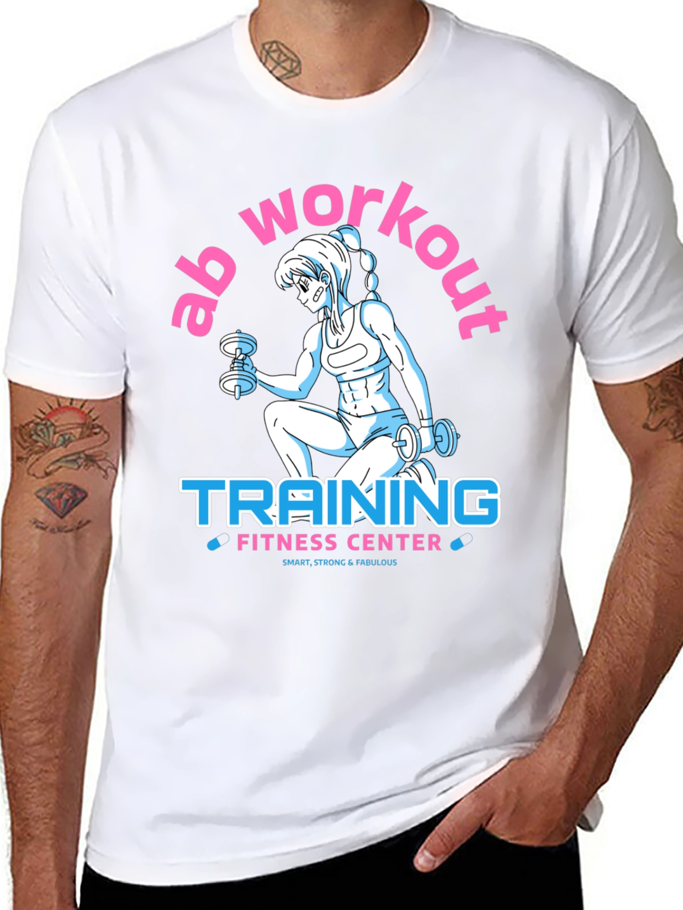 Black Ab Workout Training Fitness Center T-Shirt view 8