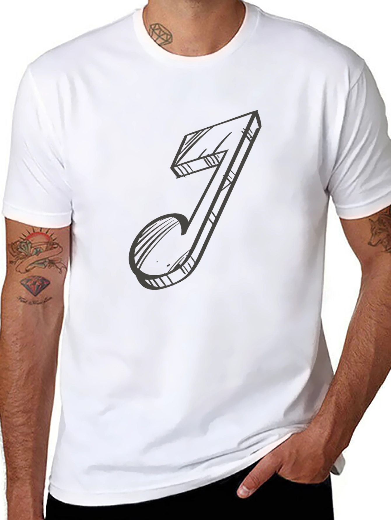 Black Music Note Sketch Black T-Shirt view 8