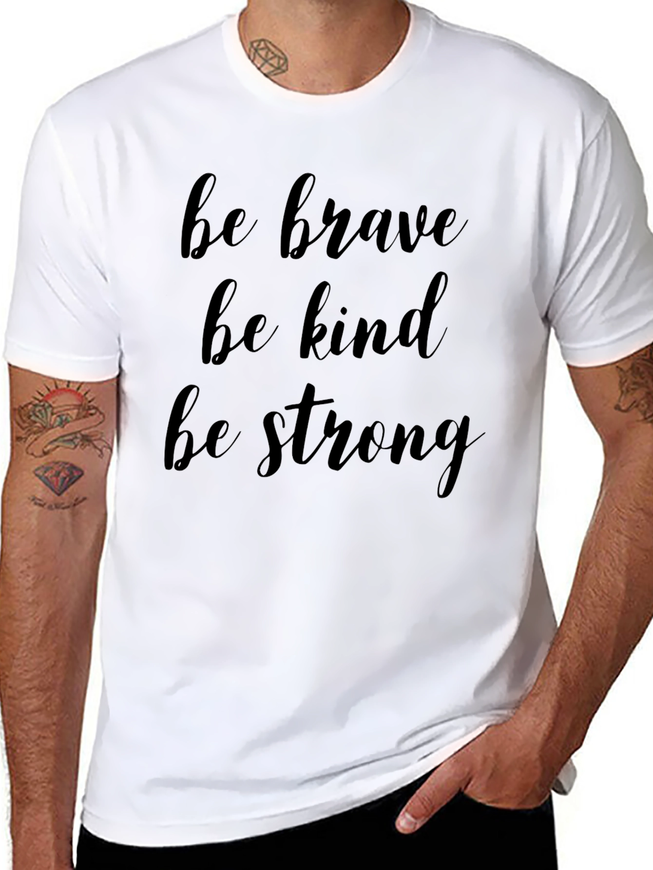 Black Be Brave, Kind, Strong Graphic Tee - Black view 8