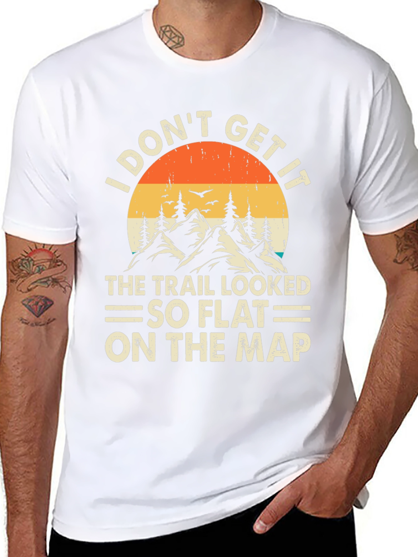 Black Funny Hiking T-Shirt - So Flat On The Map view 8