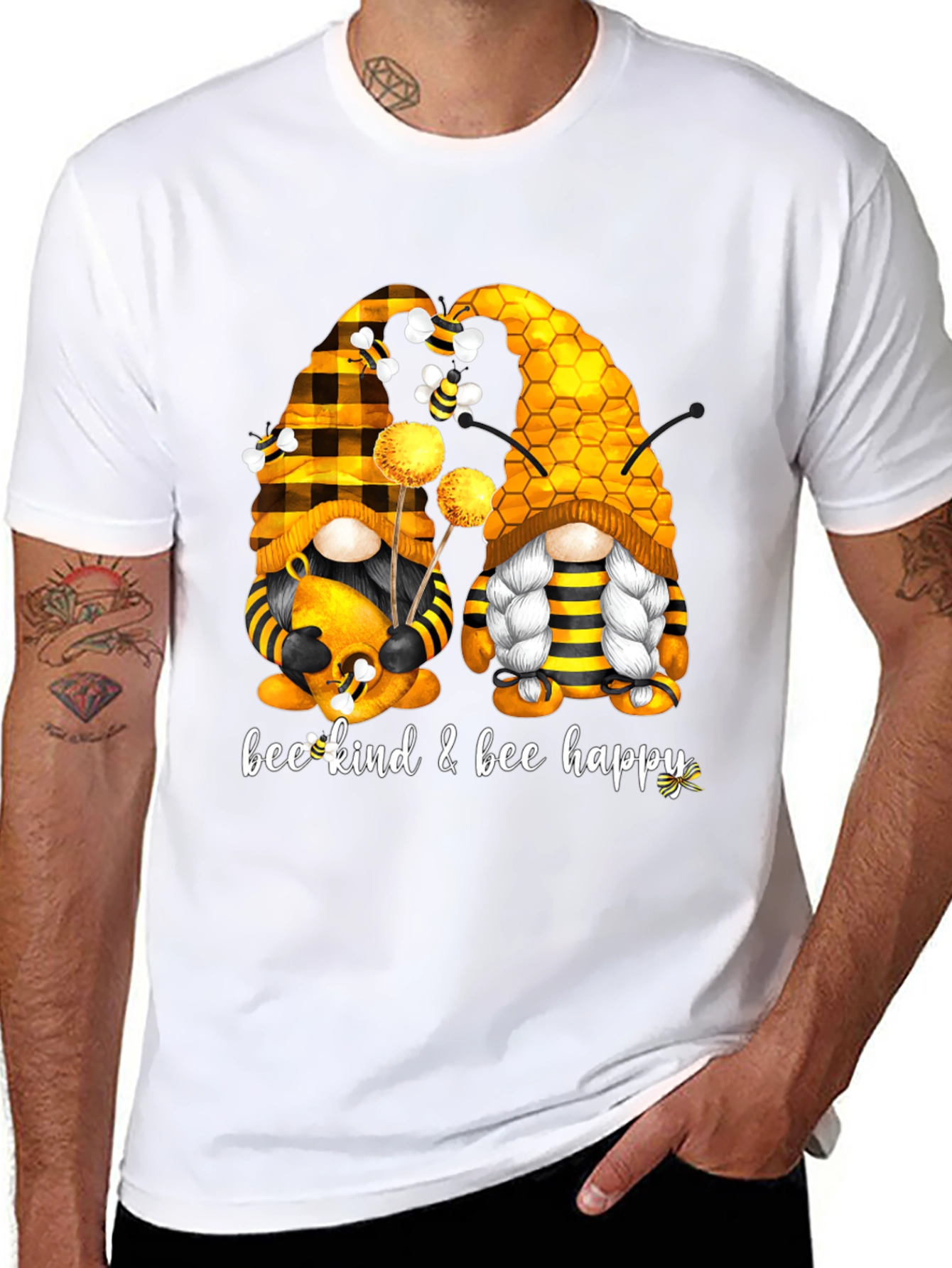 Black Bee Kind & Happy Gnome T-Shirt view 8