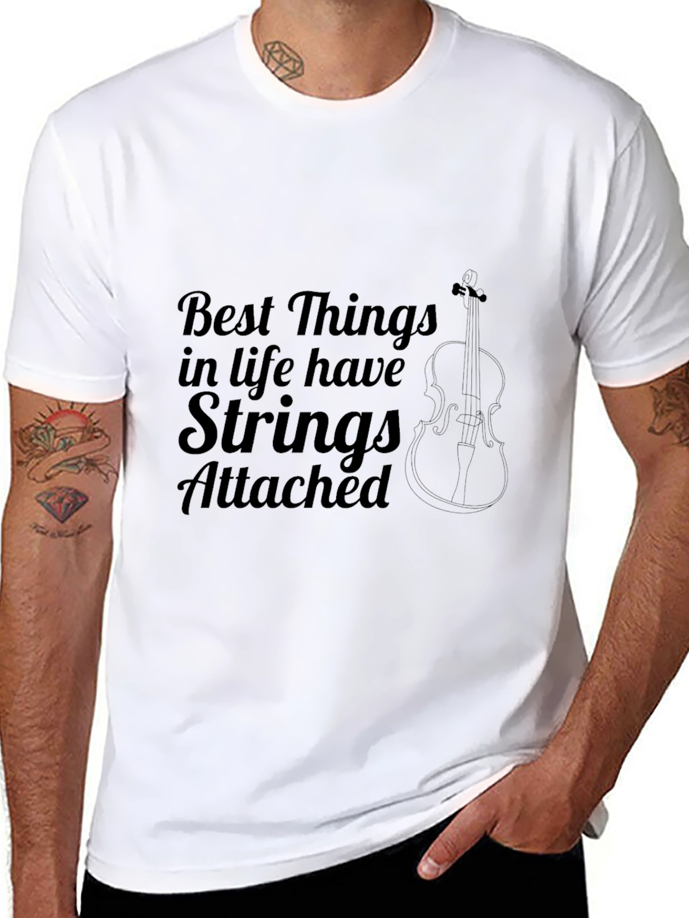 Black Best Things in Life Have Strings Attached T-Shirt view 8
