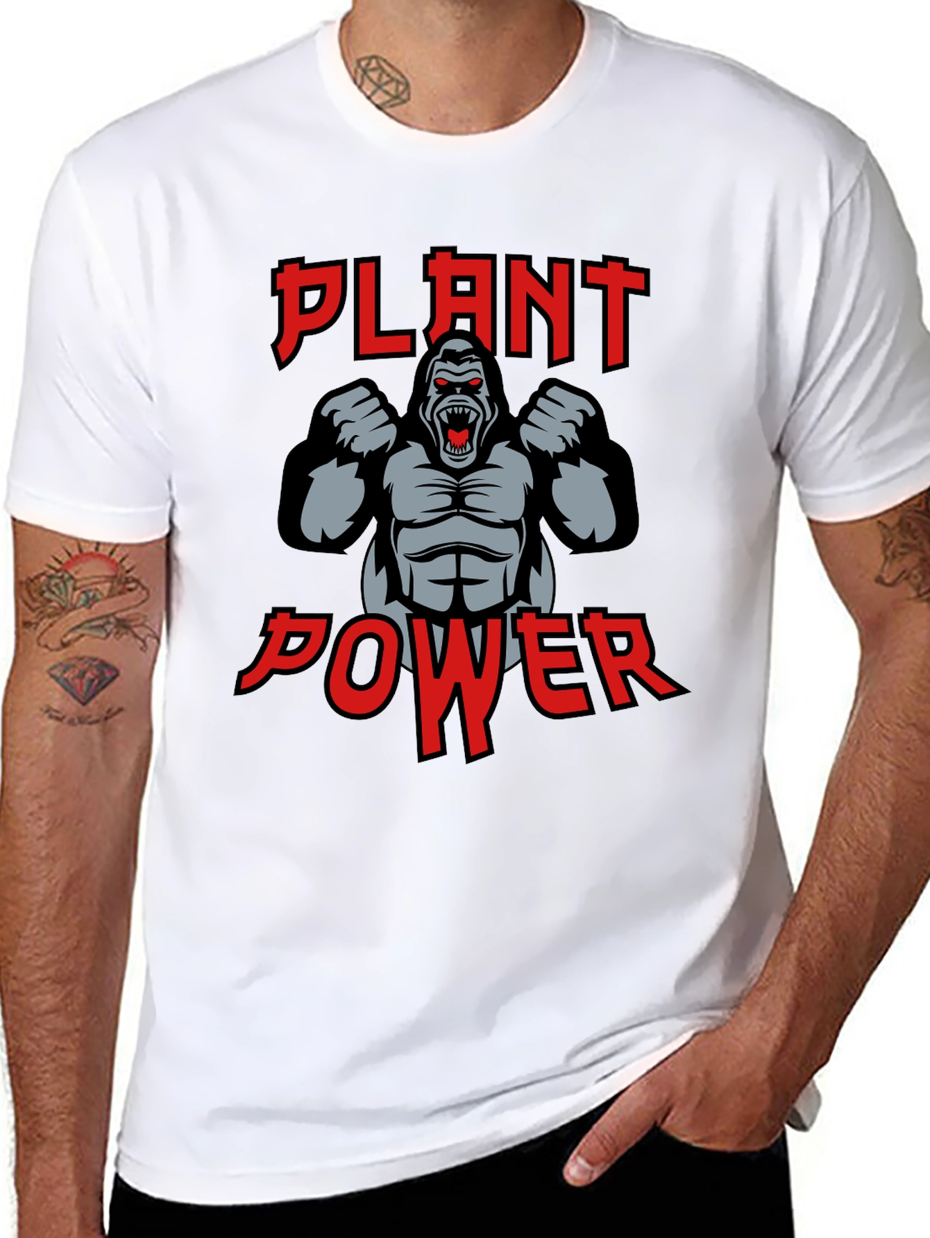 Black Plant Power Gorilla Graphic T-Shirt view 8