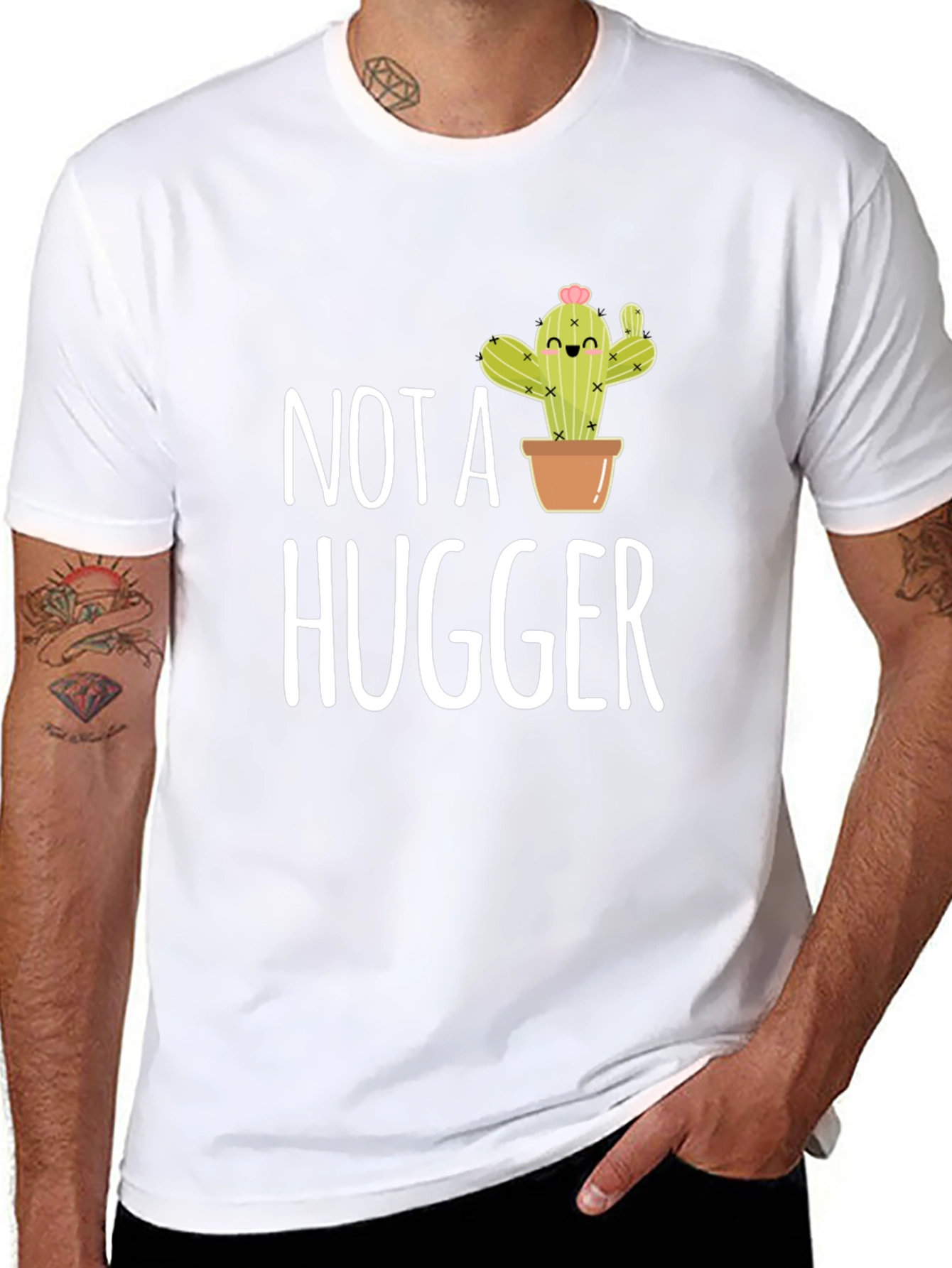 Black Not A Hugger Cactus Graphic T-Shirt view 8
